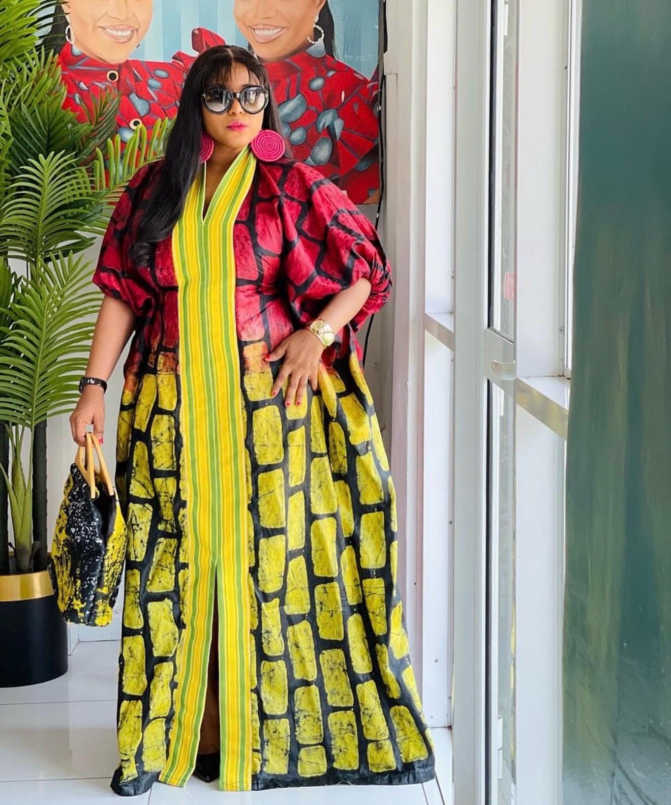 African Adire Batik Boubou dress |Inner belt bubu Kaftan| Handmade African print dress | Nigerian made | Tie and Dye | Rich aunty| Ankara