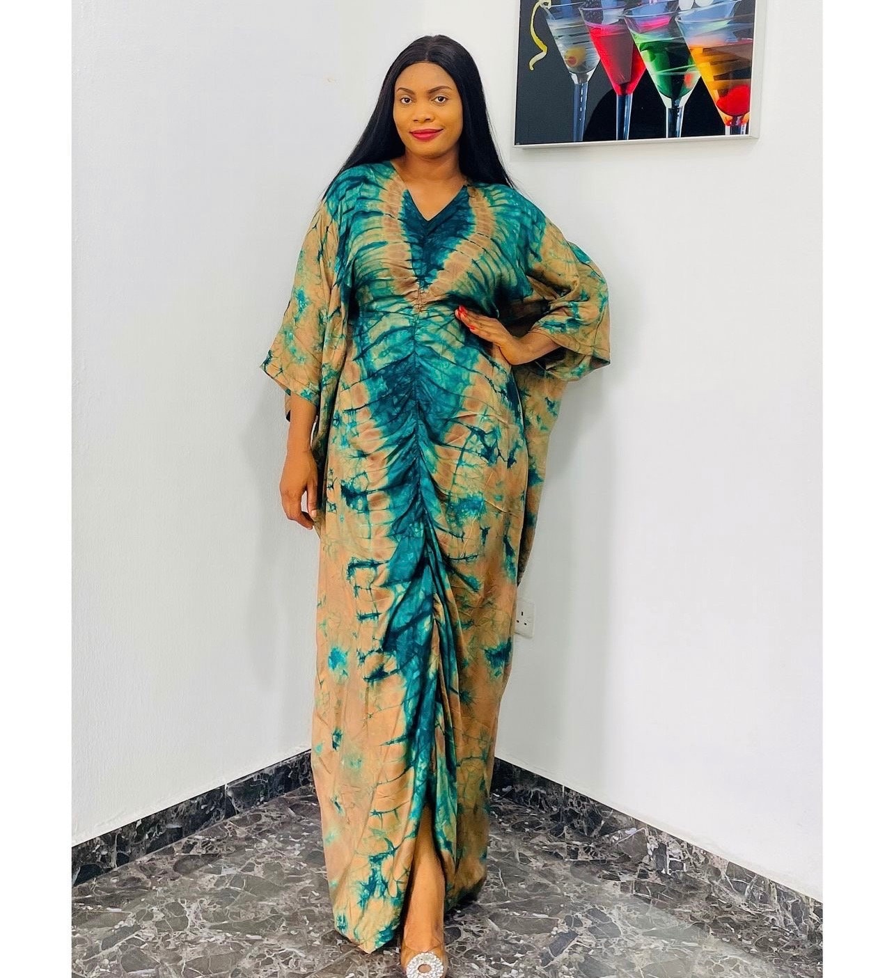 African Adire silk boubou dress| danshiki | Kaftan| Handmade African print dress | Nigerian made | Tie and Dye | Boubou| Rich aunty| Ankara