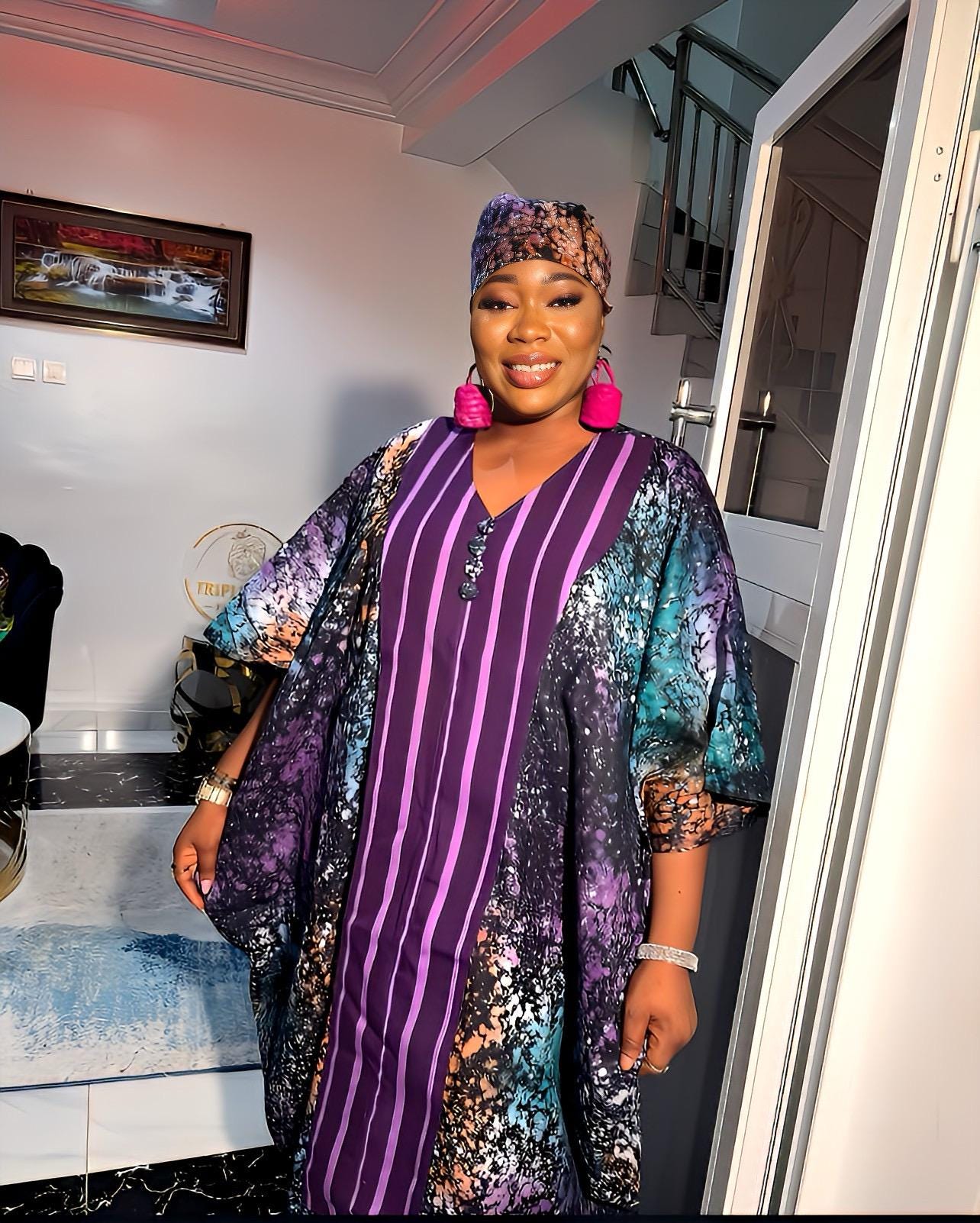 African Adire Batik Boubou dress |Inner belt bubu Kaftan| Handmade African print dress | Nigerian made | Tie and Dye | Rich aunty| Ankara