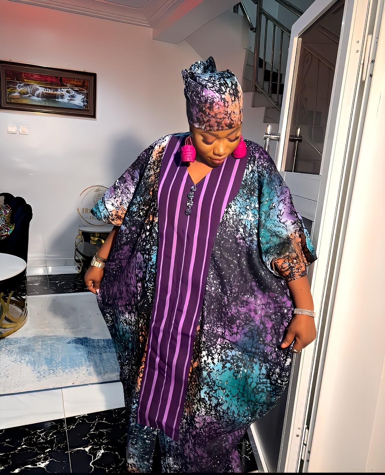 African Adire Batik Boubou dress |Inner belt bubu Kaftan| Handmade African print dress | Nigerian made | Tie and Dye | Rich aunty| Ankara