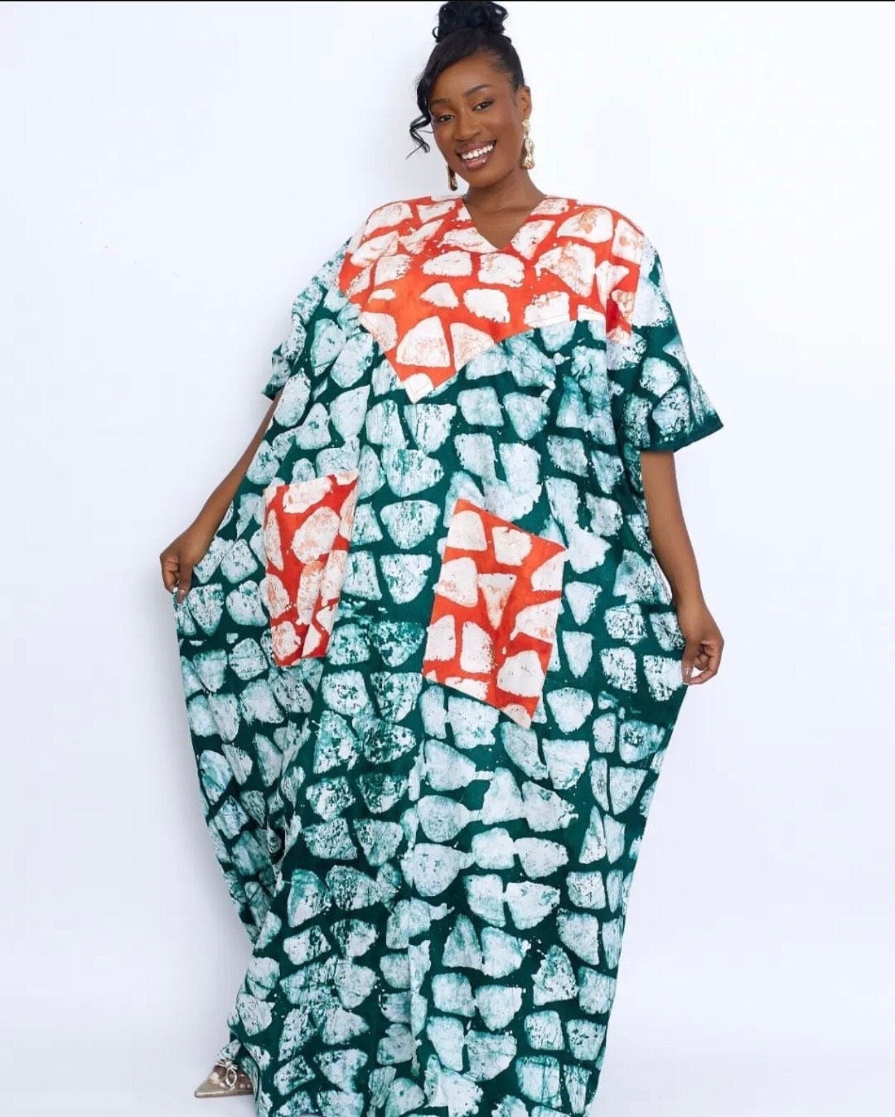 African Adire Batik dress| danshiki | Kaftan| Handmade African print dress | Nigerian made | Tie and Dye | Boubou| Rich aunty| Ankara