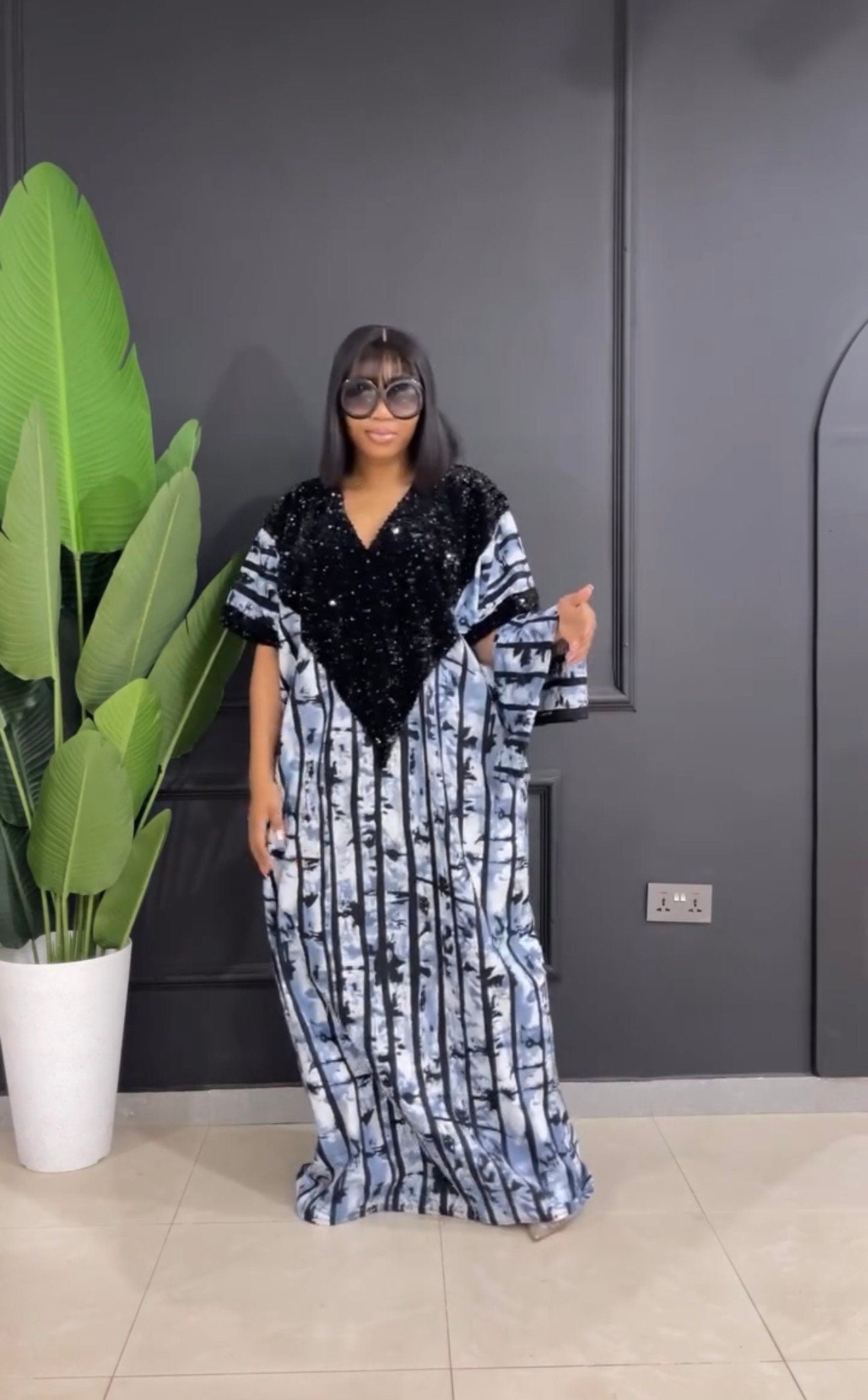 African Ankara and Sequins boubou dress| danshiki | Kaftan| African print dress | Nigerian made | Party dress| Boubou| Rich aunty vibes