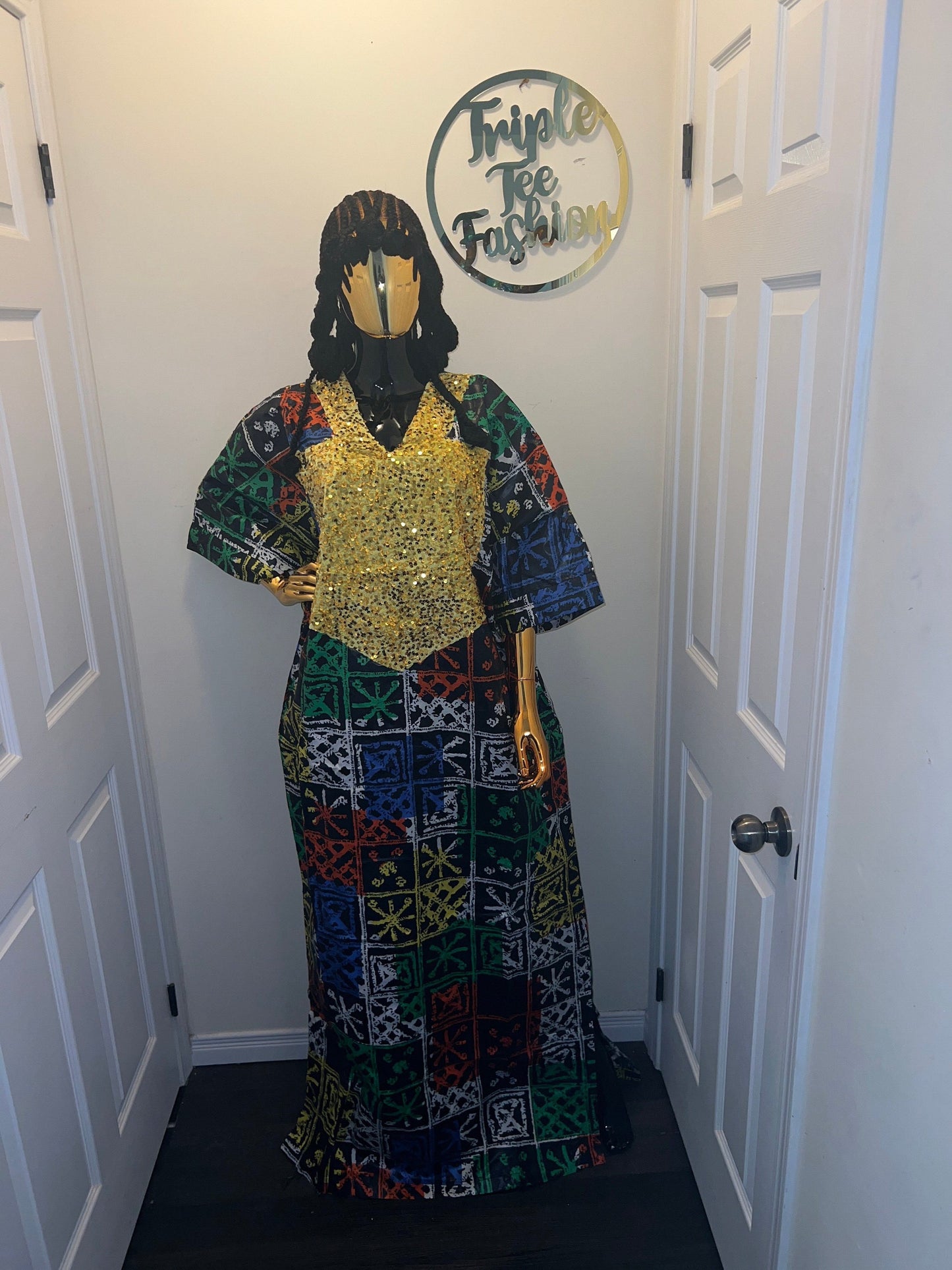 African Adire Kampala boubou | Kaftan| Jalabiya| African wear | Nigerian made dress|Ankara Party dress| One size fits all| plus size bubu