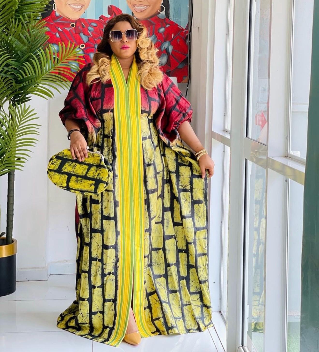 African Adire Batik Boubou dress |Inner belt bubu Kaftan| Handmade African print dress | Nigerian made | Tie and Dye | Rich aunty| Ankara