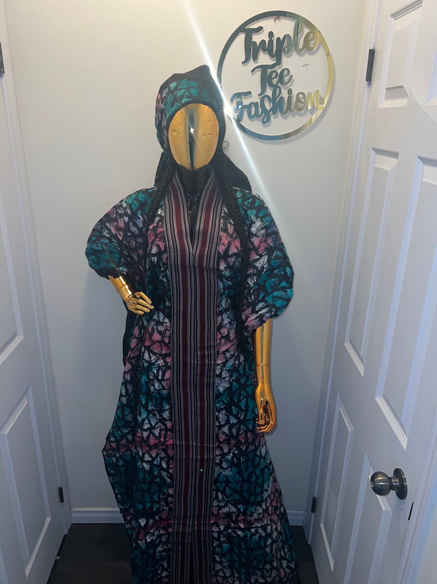 African Adire Batik Boubou dress |Inner belt bubu Kaftan| Handmade African print dress | Nigerian made | Tie and Dye | Rich aunty| Ankara