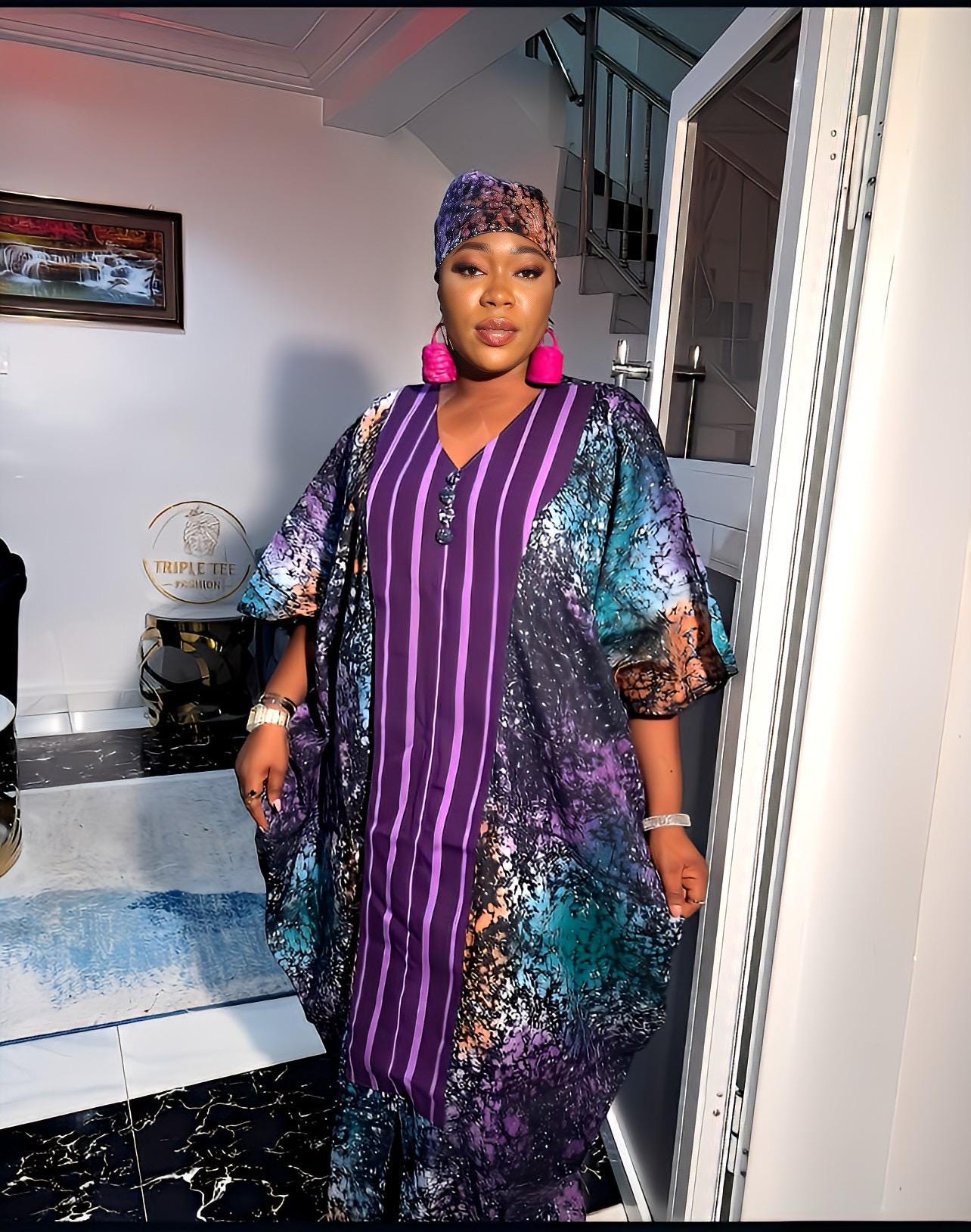 African Adire Batik Boubou dress |Inner belt bubu Kaftan| Handmade African print dress | Nigerian made | Tie and Dye | Rich aunty| Ankara