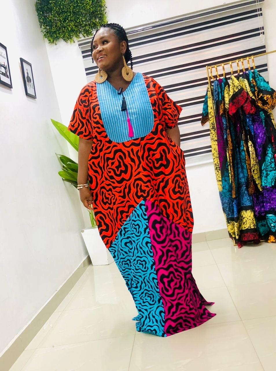 African dress| Adire| long danshiki | Kaftan| Jalabiya| Rich aunty | Nigerian made dress| Party dress| One size fits all| plus size bubu