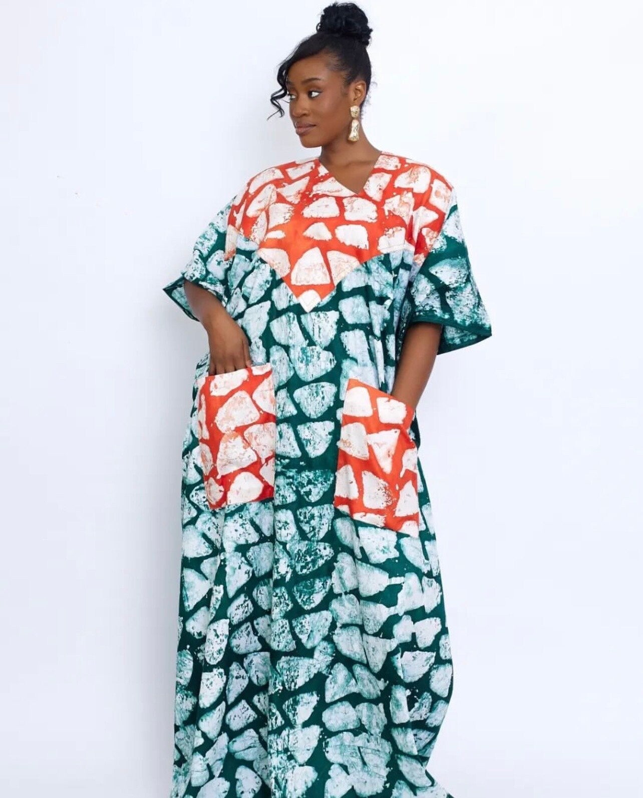 African Adire Batik dress| danshiki | Kaftan| Handmade African print dress | Nigerian made | Tie and Dye | Boubou| Rich aunty| Ankara