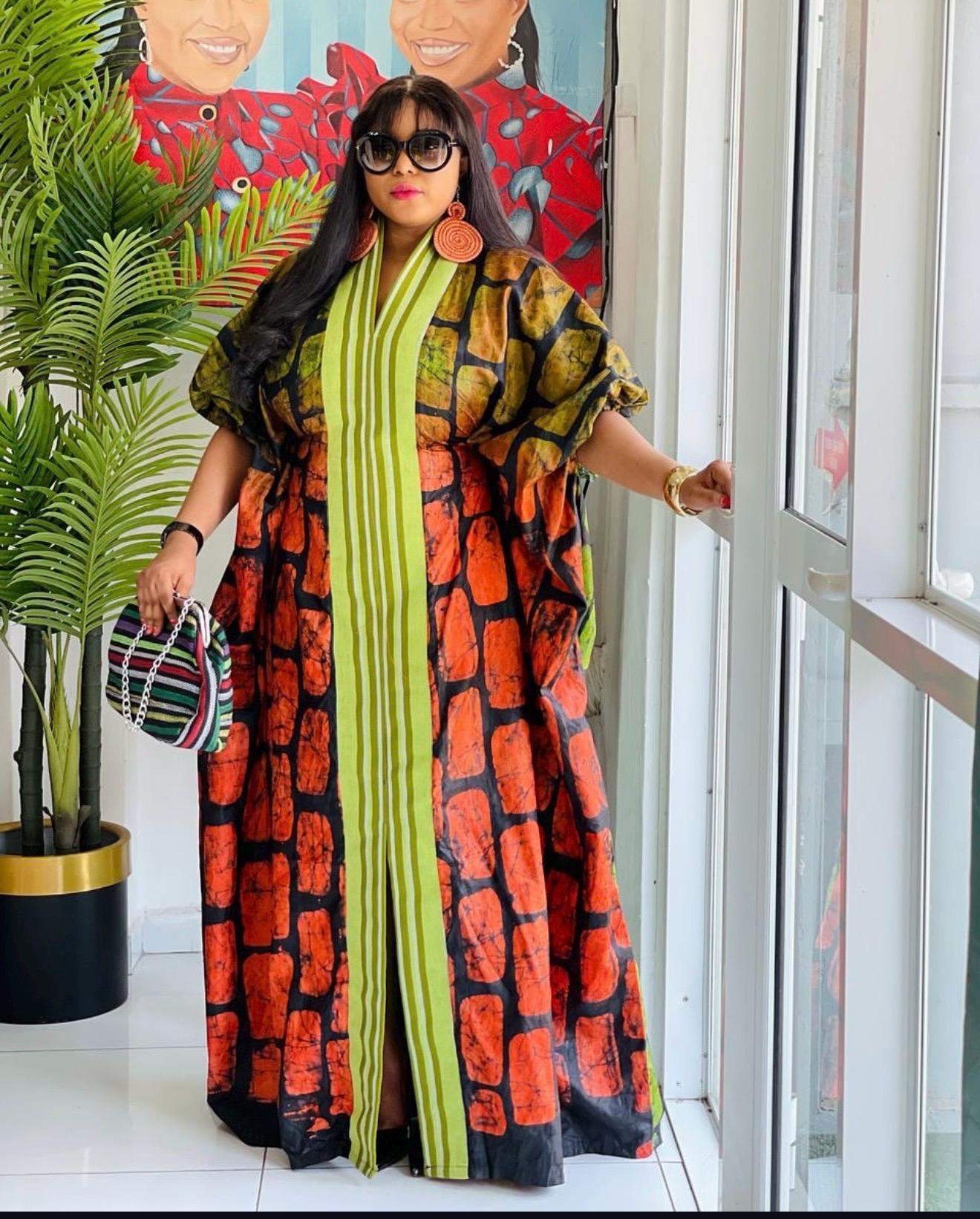 African Adire Batik Boubou dress |Inner belt bubu Kaftan| Handmade African print dress | Nigerian made | Tie and Dye | Rich aunty| Ankara