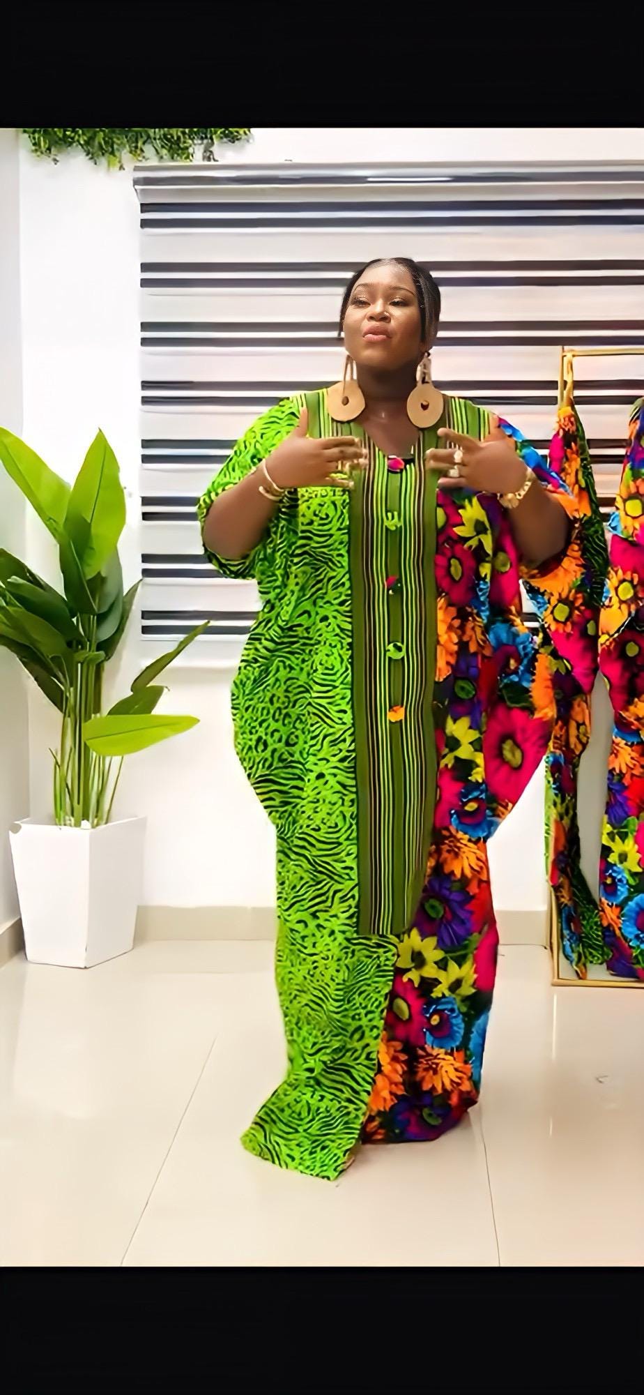 African dress| Adire| long danshiki | Kaftan| Jalabiya| Rich aunty | Nigerian made dress| Party dress| One size fits all| plus size bubu