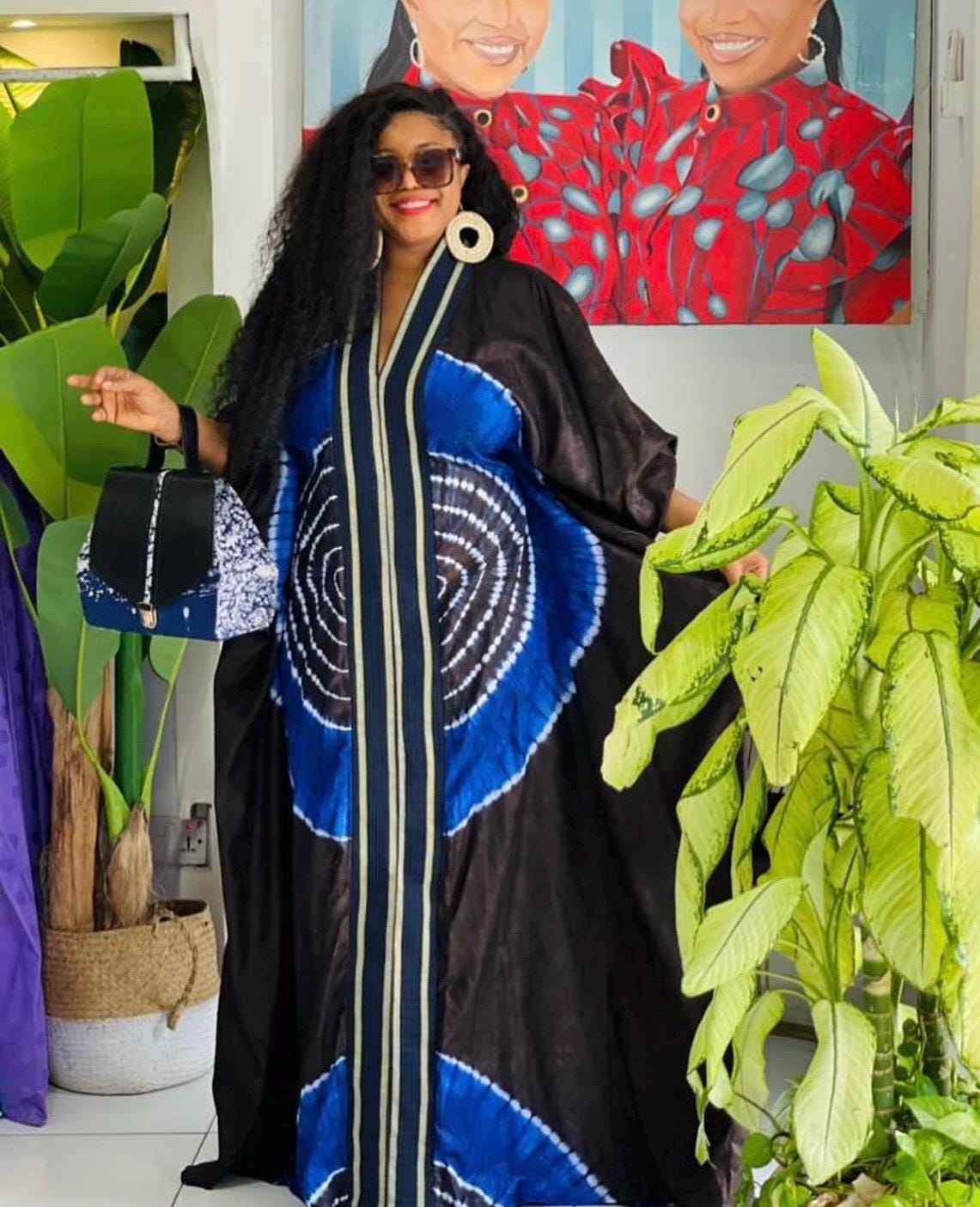 African Adire Batik Boubou dress |Inner belt bubu Kaftan| Handmade African print dress | Nigerian made | Tie and Dye | Rich aunty| Ankara