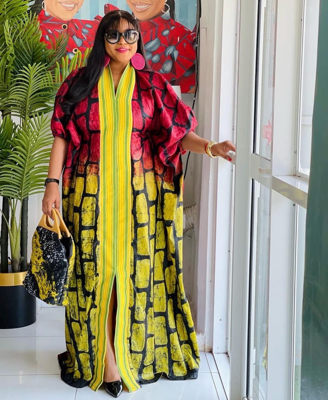 African Adire Batik Boubou dress |Inner belt bubu Kaftan| Handmade African print dress | Nigerian made | Tie and Dye | Rich aunty| Ankara