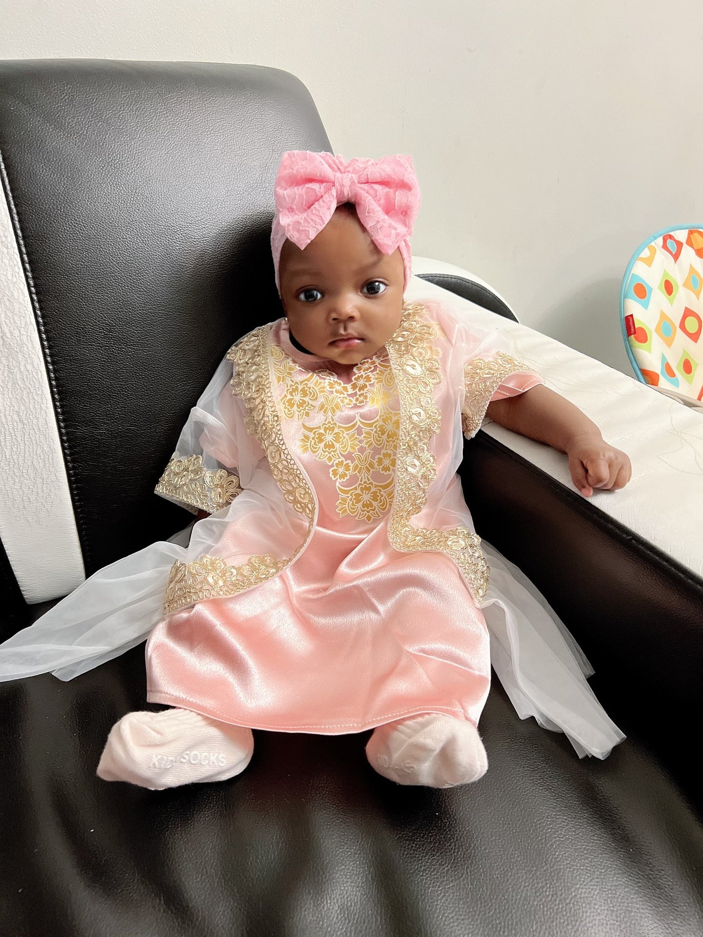 Two-Piece Baby Girl Mesh Jalabiya Dress| baby girl Kaftan|Baby girl Abaya| Stylish kids Jalabiya Two piece Dress| Eid | Baby party dress