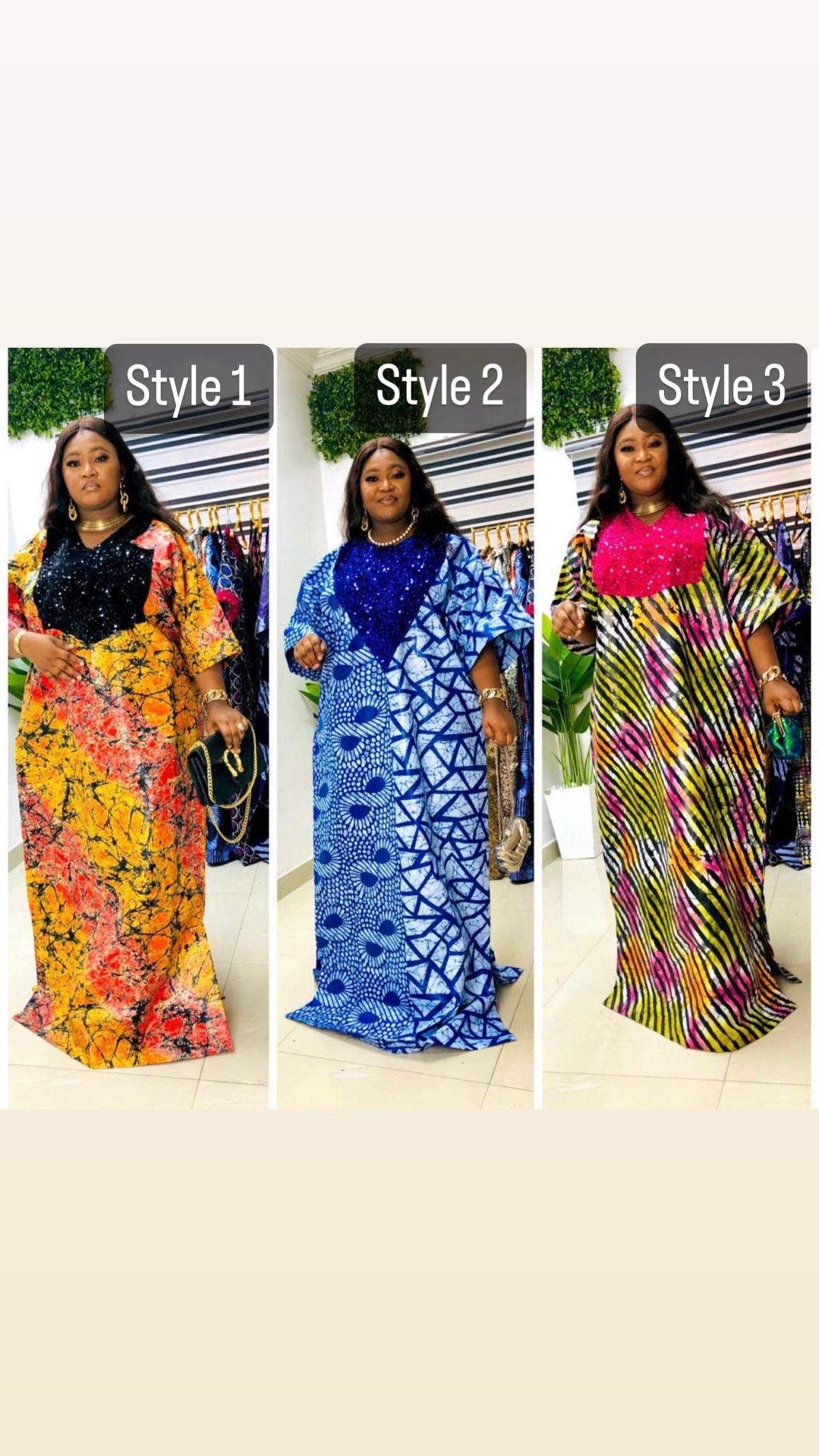 African Print Kampala Boubou Kaftan | Ankara Sequin Dress