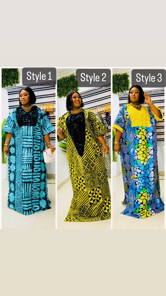 African dress| Adire| long danshiki | Kaftan| Jalabiya| Rich aunty | Nigerian made dress| Party dress| One size fits all| plus size bubu