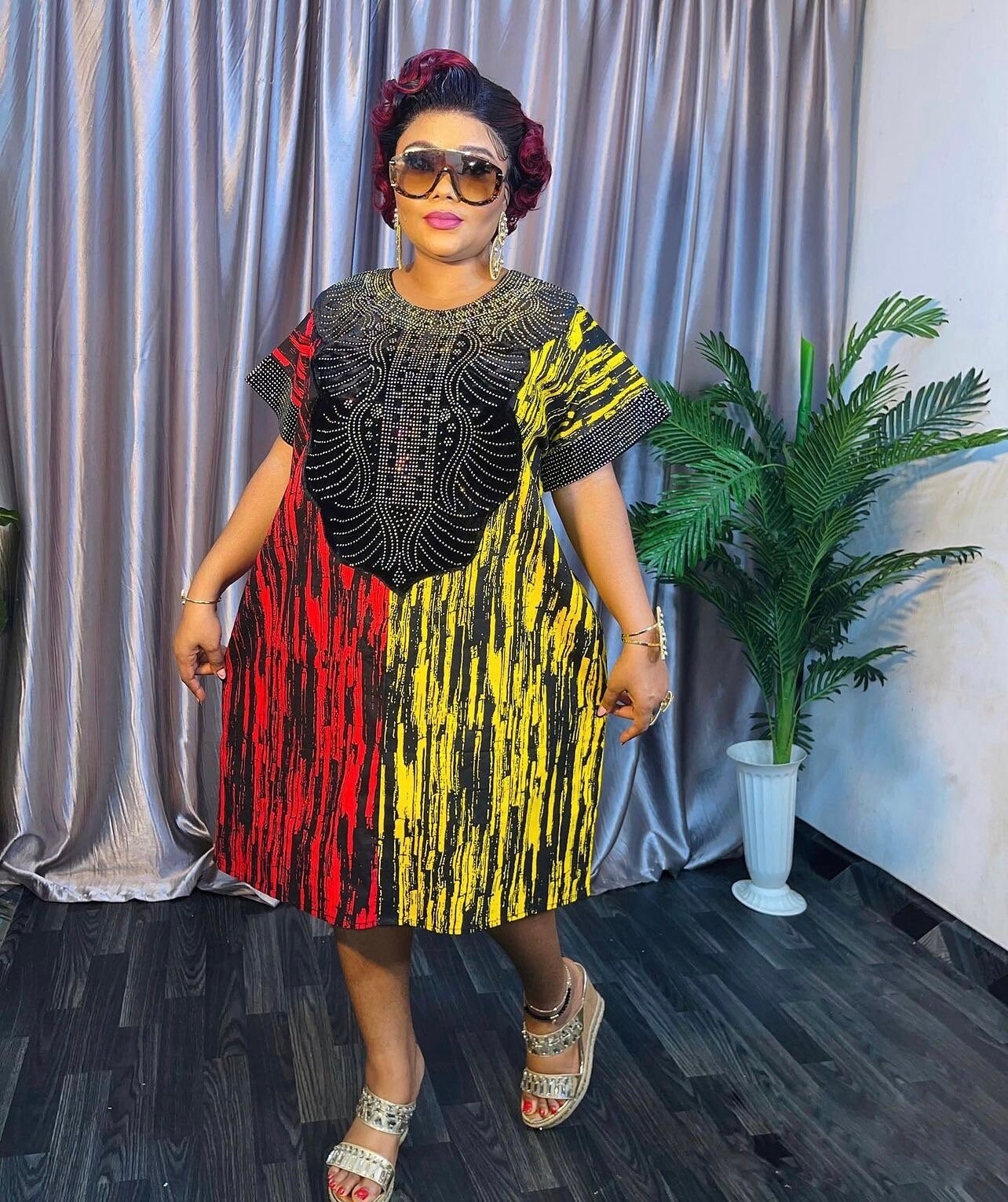 African Adire women dress| Short danshiki | Kaftan| African wear | Nigerian made | Party dress| Rich AuntyBlack History