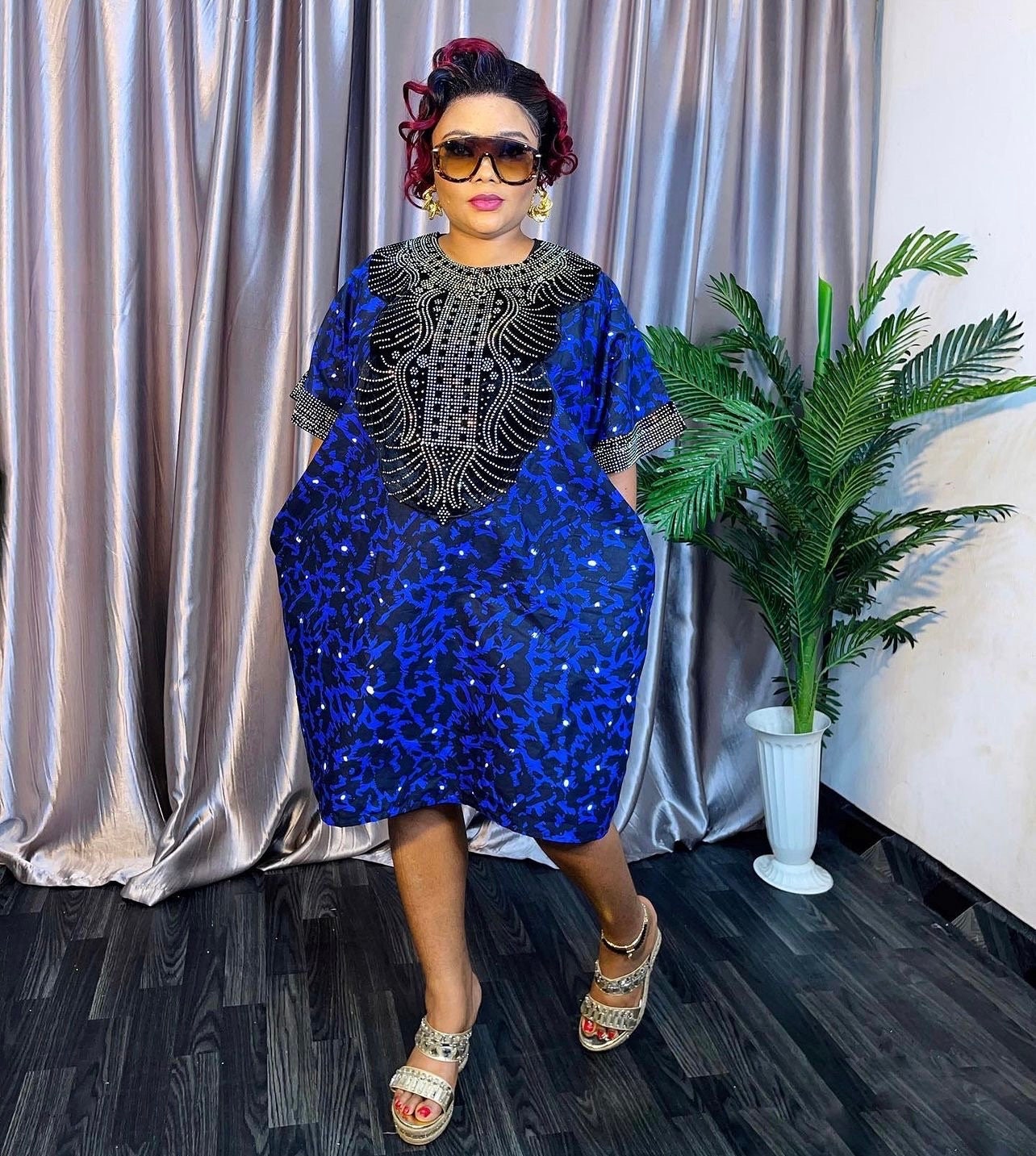 African Ankara dress| danshiki | Kaftan| Jalabiya| Rich aunty | Nigerian dress| Party dress| One size fits all| Adire boubou| Rich Aunty
