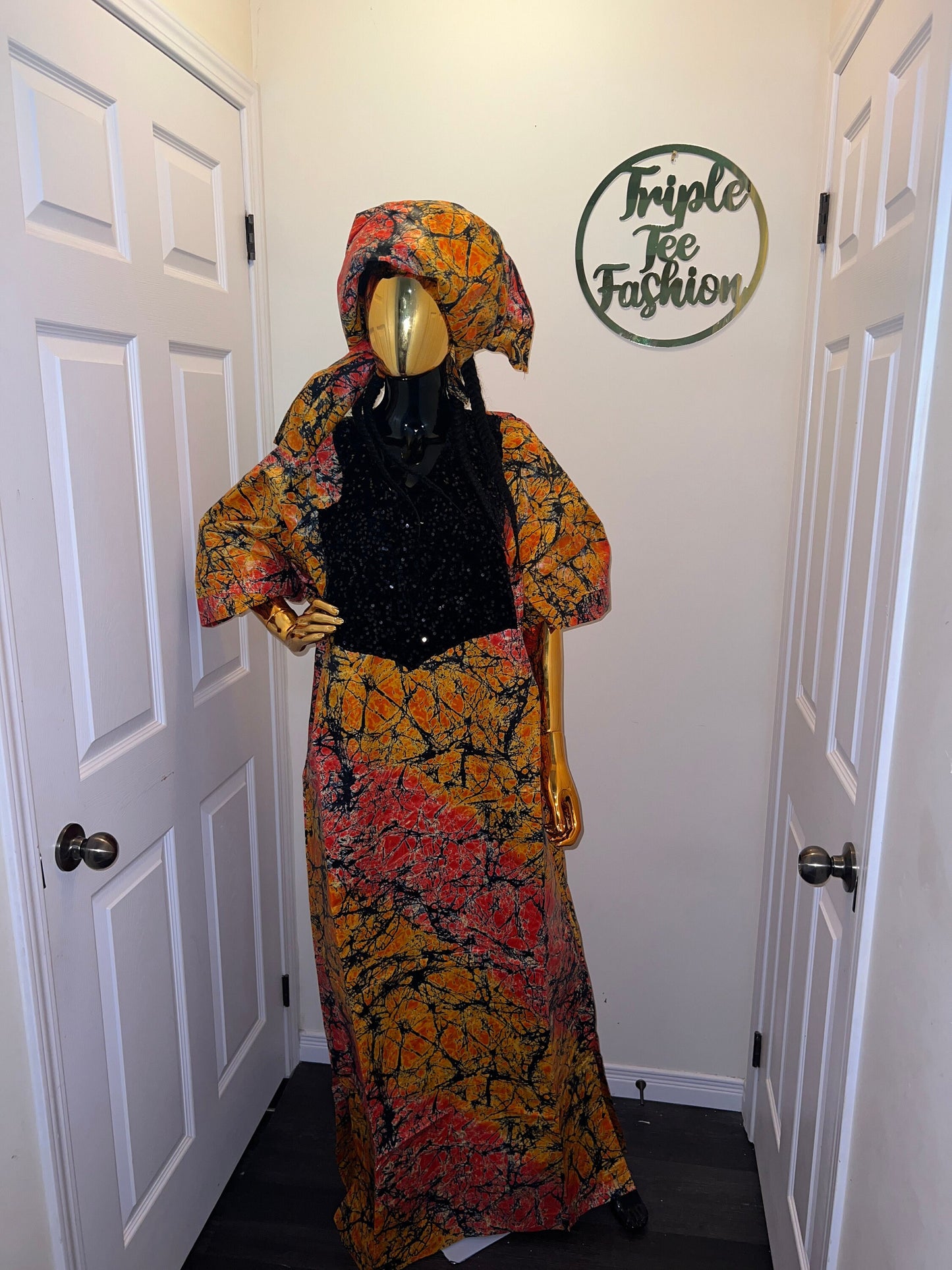African Print Kampala Kaftan Dress | Sequin Boubou, Rich Aunty Vibes