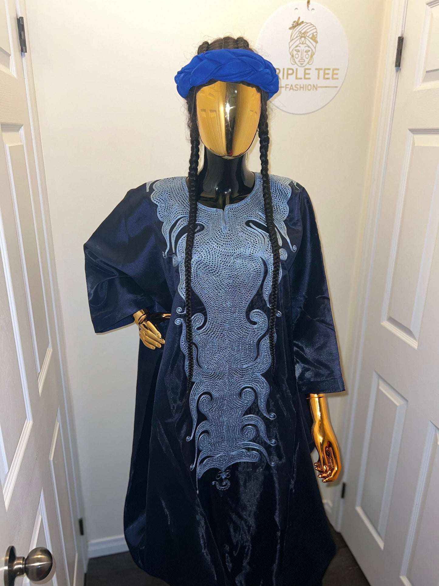 African Mikado Boubou | Midi lenght Danshiki Kaftan with Embroidery