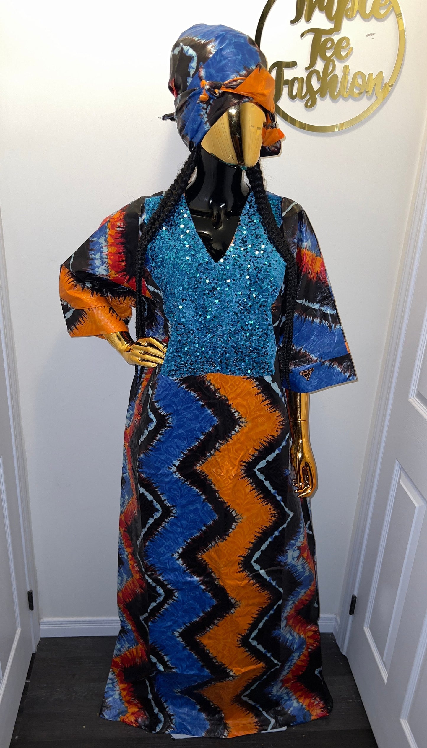 African Print Kampala Boubou Kaftan | Sequin Dress