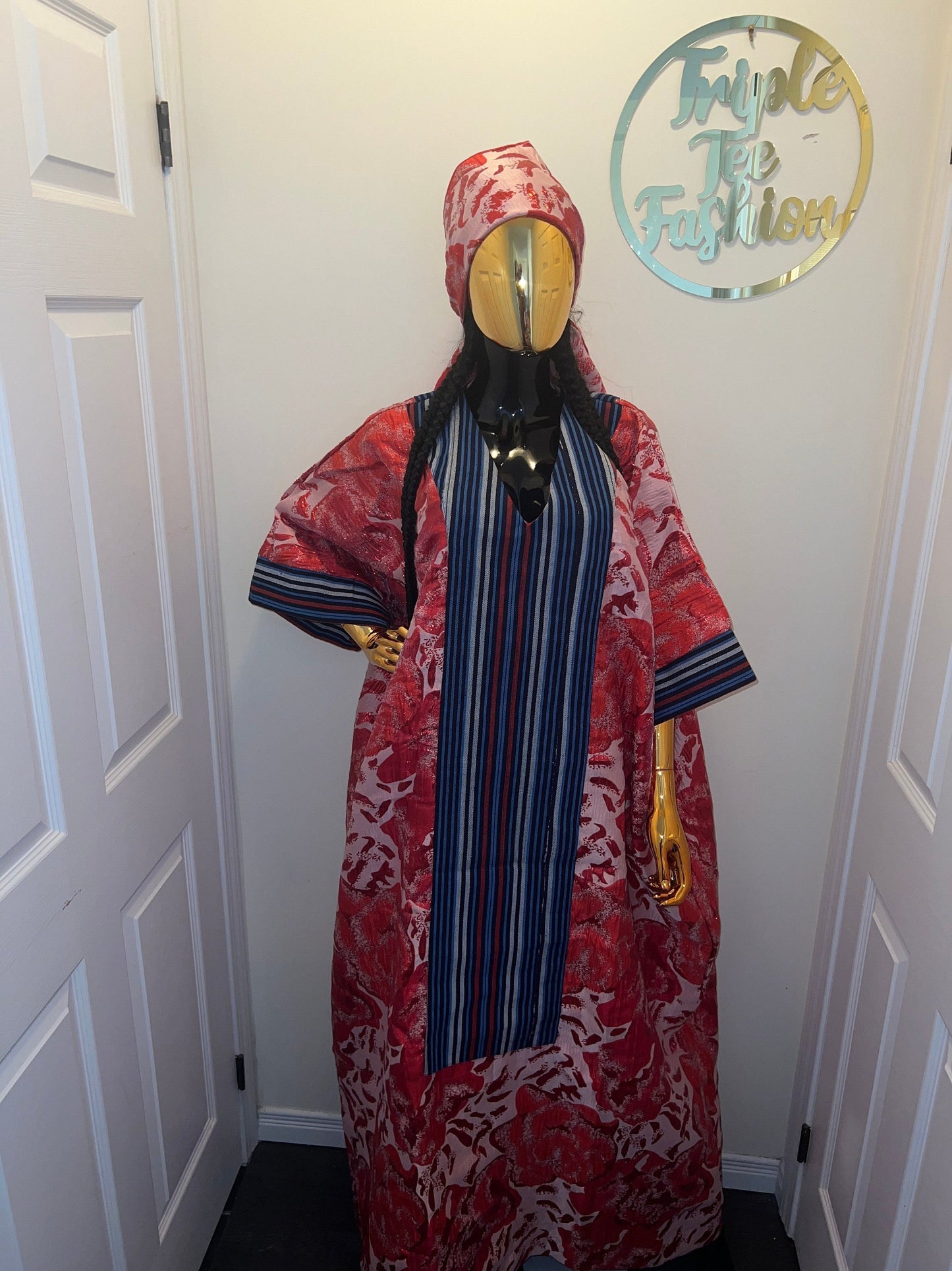 European Brocade Boubou Dress with Aso Oke | Rich Aunty Vibes