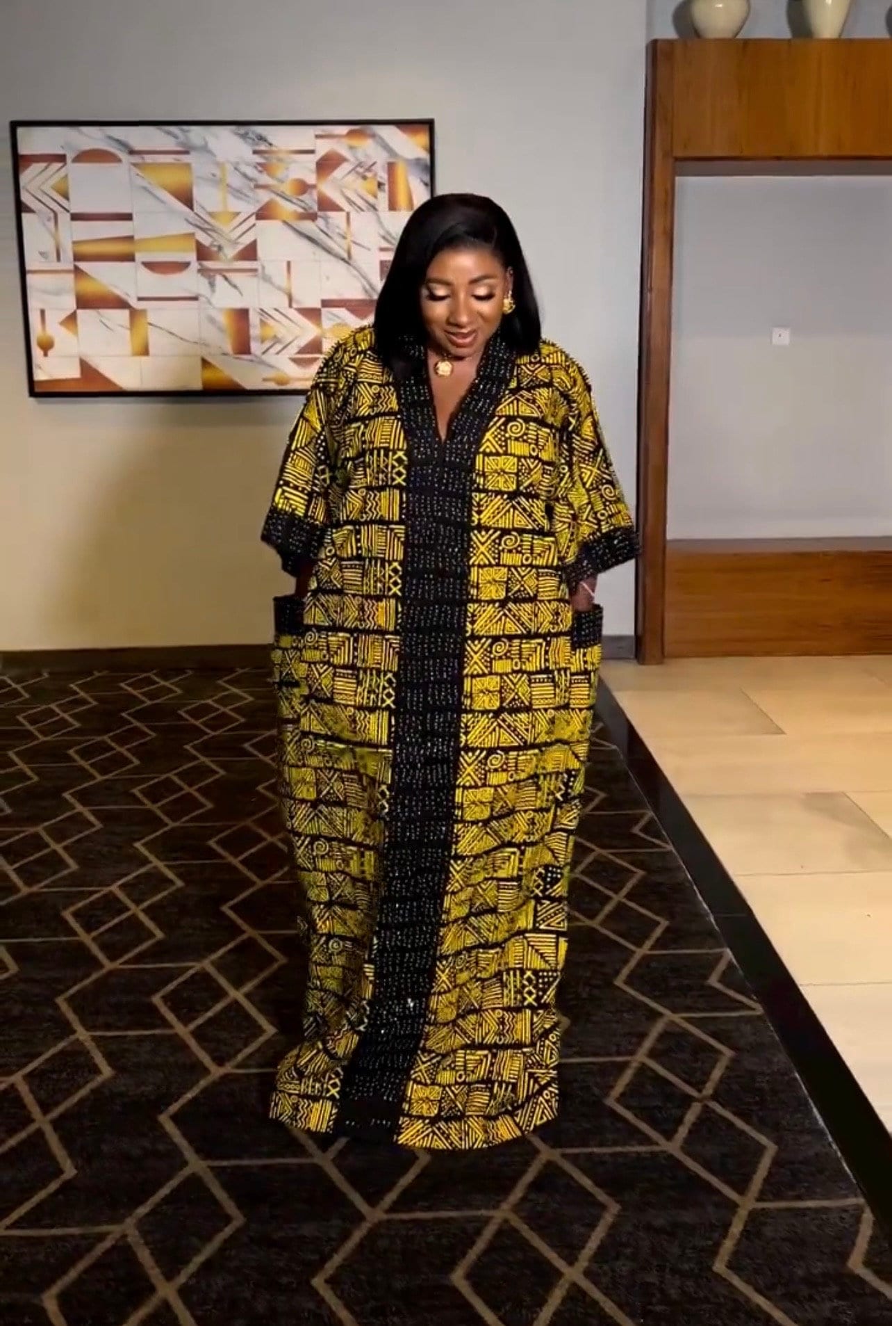 African Ankara Kaftan Dress | Stoned Cotton Boubou