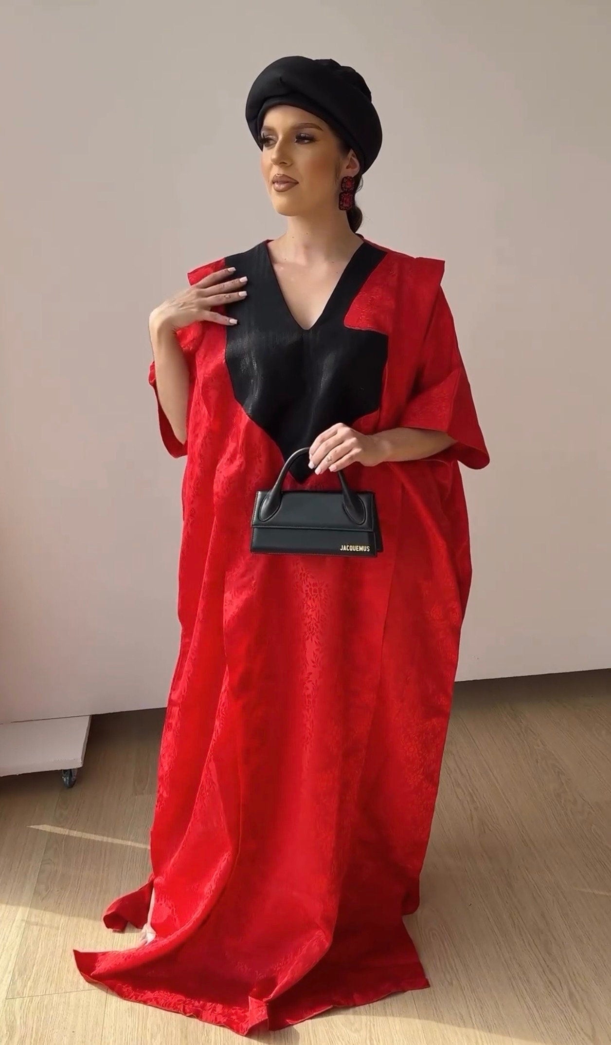 Red Silk Kaftan | African Boubou Dress