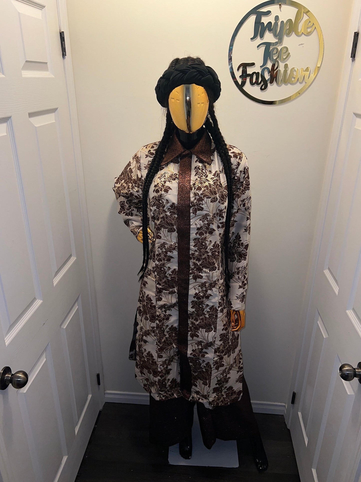 African 2 pieces brocade boubou| shirt and pants| Kaftan| Jalabiya| Rich aunty | Nigerian dress| European brocade women long shirt and pants