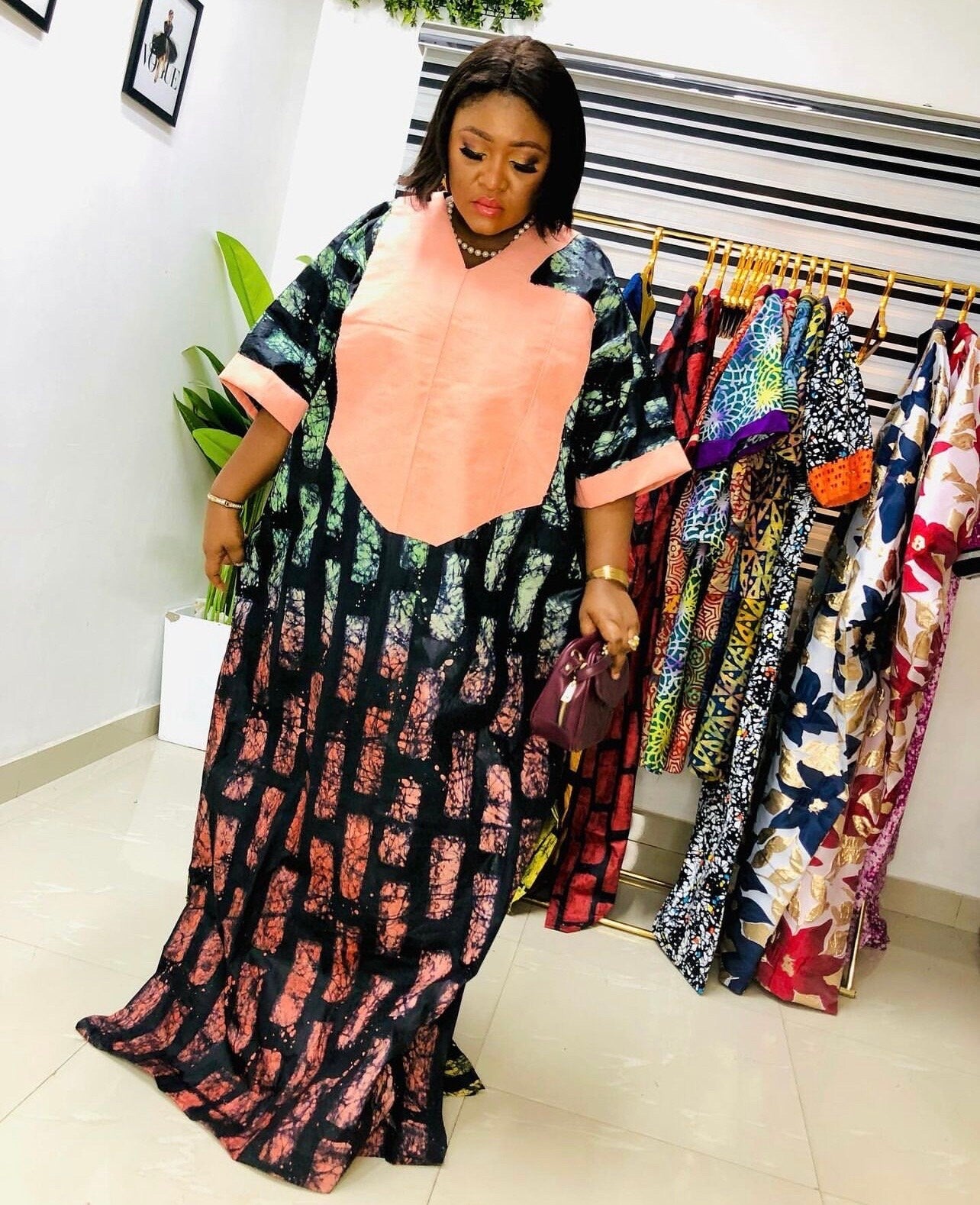 African Adire Batik Boubou Dress | Handmade Nigerian Kaftan
