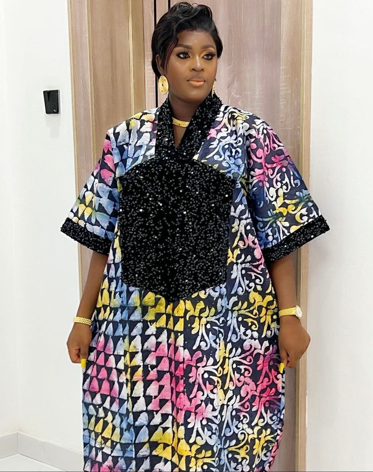 African Adire Brocade dress| danshiki |Handmade Kaftan| African print dress | Nigerian made | Adire Tie and Dye| Rich Aunty Vibes| Ankara