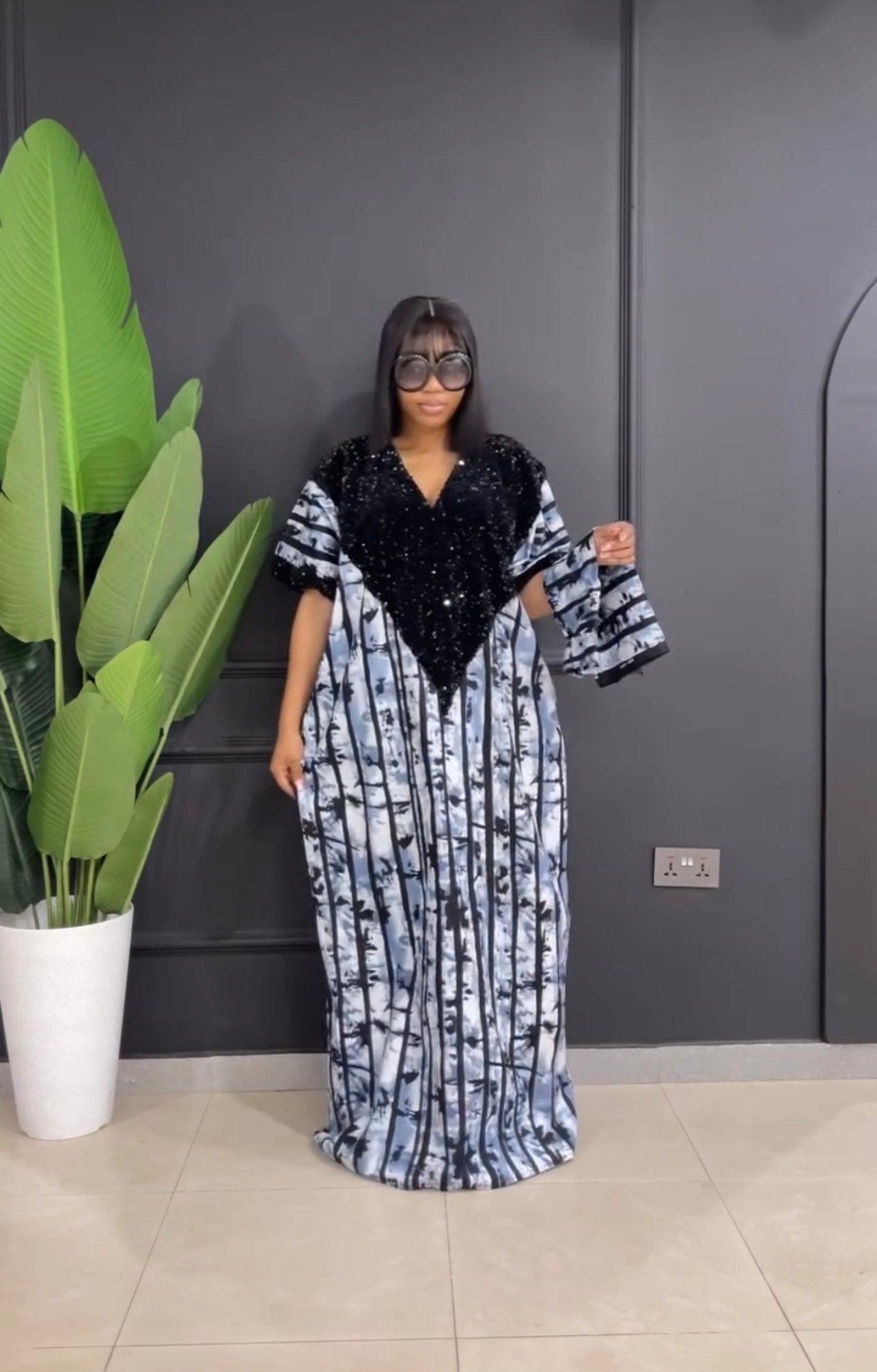 African Ankara and Sequins boubou dress| danshiki | Kaftan| African print dress | Nigerian made | Party dress| Boubou| Rich aunty vibes