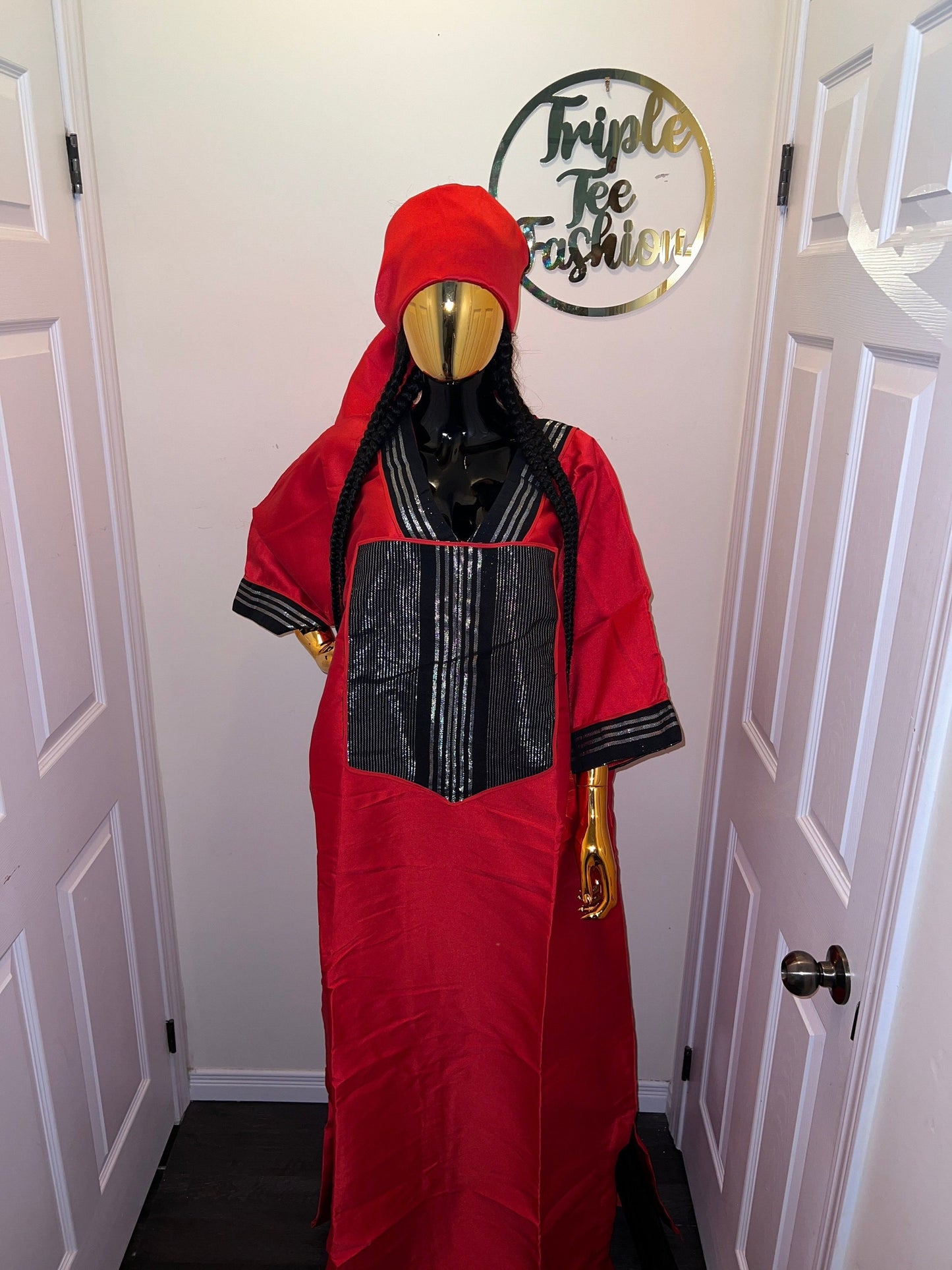 Mikado Aso Oke Boubou Dress | African Kaftan Jalabiya