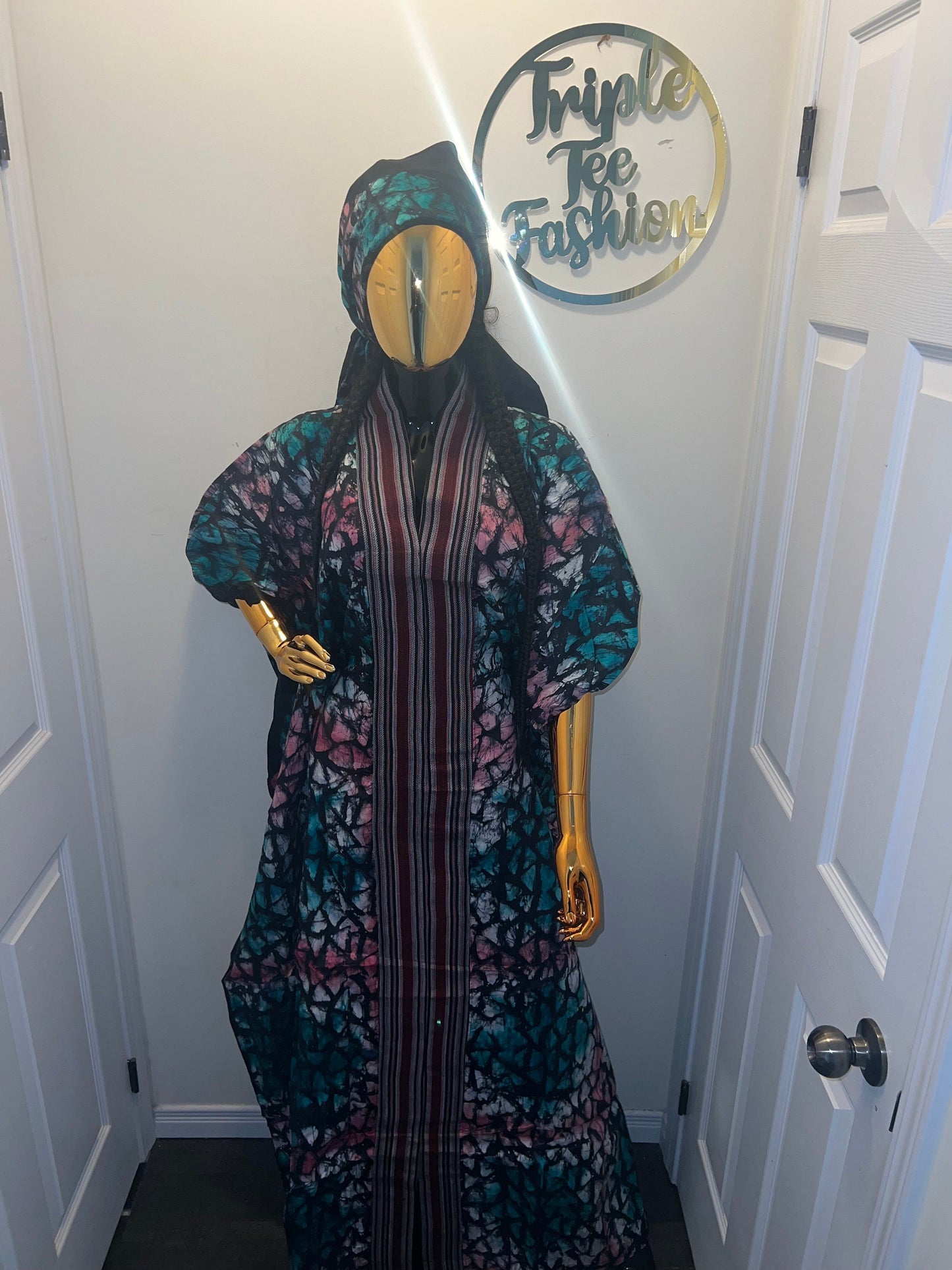 African Adire Batik Boubou dress |Inner belt bubu Kaftan| Handmade African print dress | Nigerian made | Tie and Dye | Rich aunty| Ankara