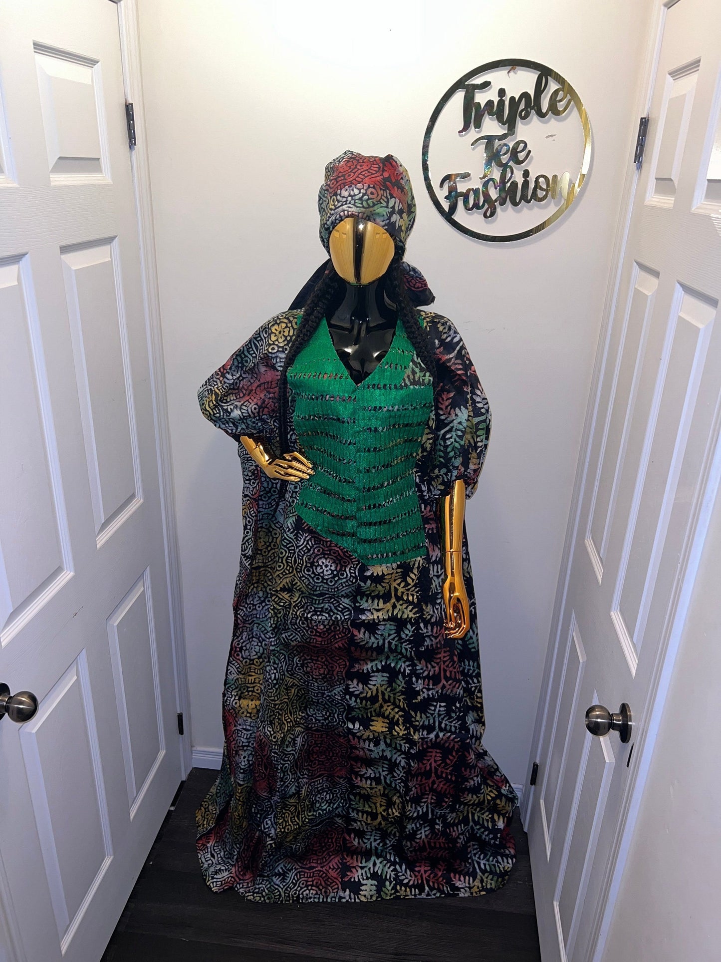 African Adire Batik Boubou dress |Inner belt bubu Kaftan| Handmade African print dress | Nigerian made | Tie and Dye | Rich aunty| Ankara