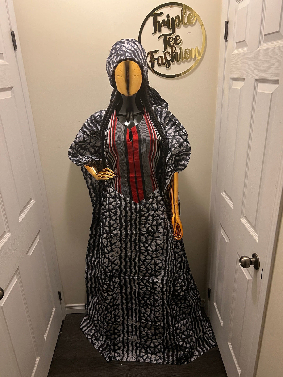 Handmade African Adire Batik Boubou Dress | Inner Belt Kaftan