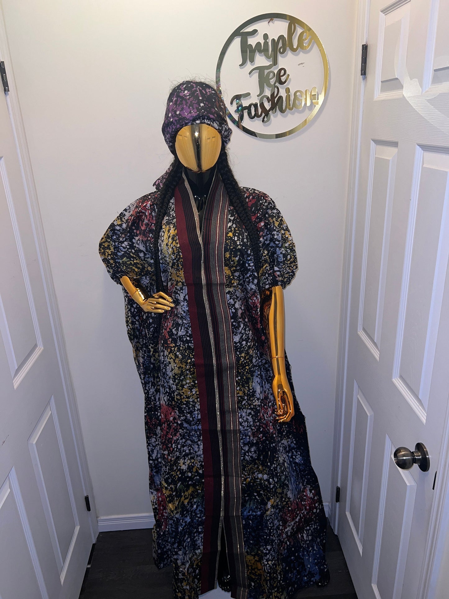 African Adire Batik Boubou dress |Inner belt bubu Kaftan| Handmade African print dress | Nigerian made | Tie and Dye | Rich aunty| Ankara
