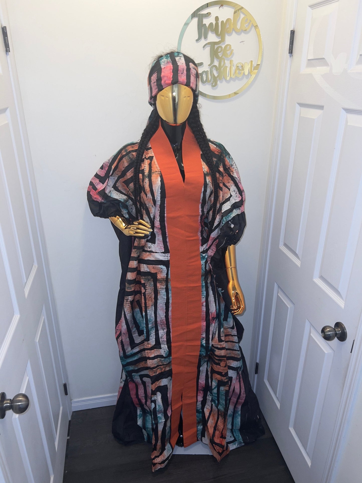 African Adire Batik Boubou dress |Inner belt bubu Kaftan| Handmade African print dress | Nigerian made | Tie and Dye | Rich aunty| Ankara