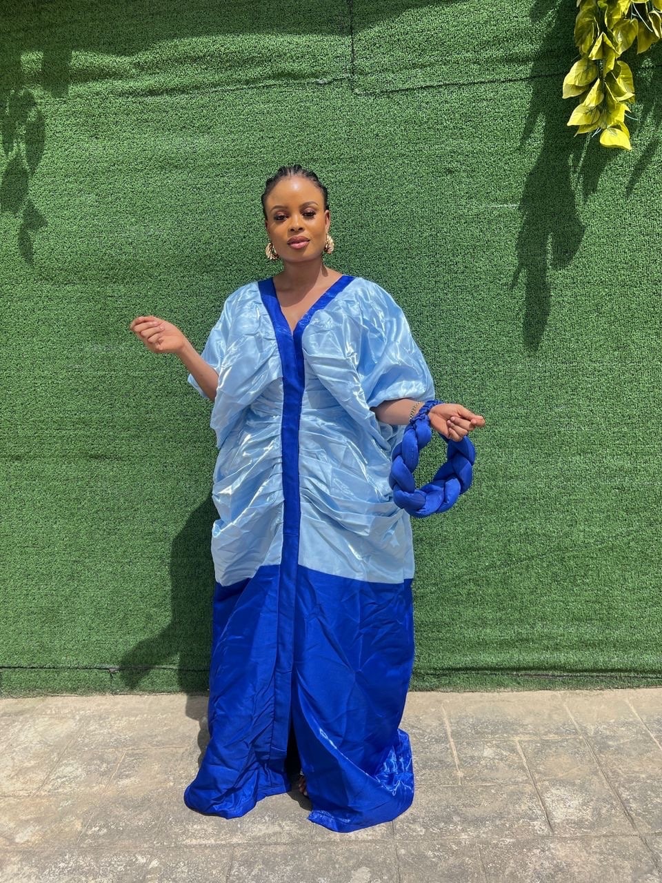 Blue Mikado Boubou Dress | African Kaftan, Plus Size