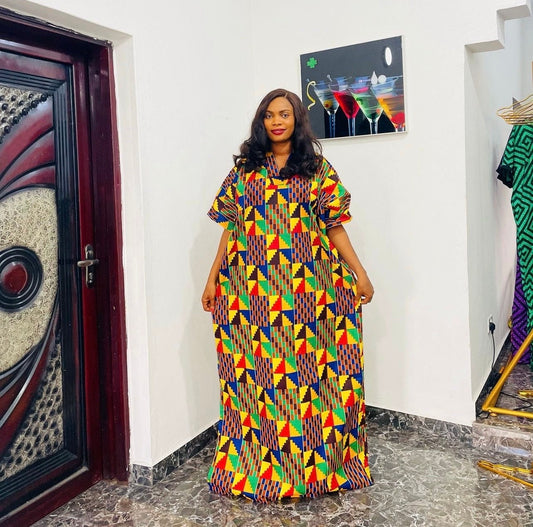 African Ankara and Sequins boubou dress| danshiki | Kaftan| African print dress | Nigerian made | Party dress| Boubou| Rich aunty vibes