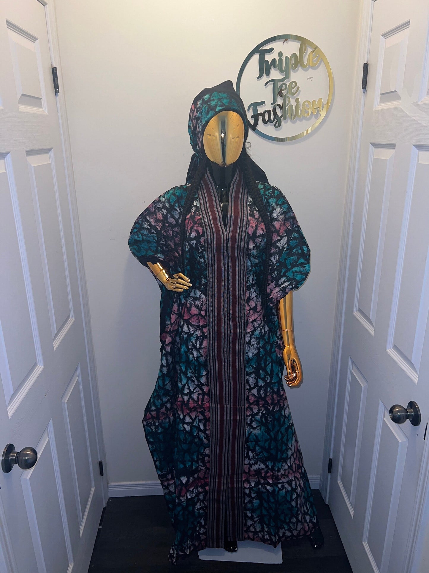 African Adire Batik Boubou dress |Inner belt bubu Kaftan| Handmade African print dress | Nigerian made | Tie and Dye | Rich aunty| Ankara