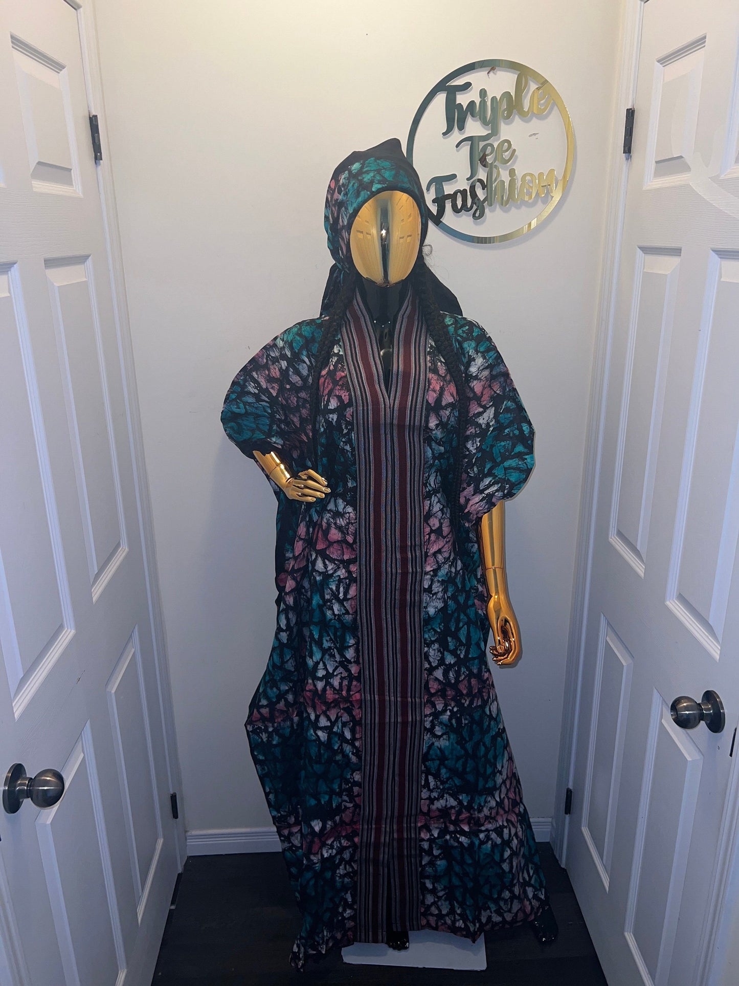 African Adire Batik Boubou dress |Inner belt bubu Kaftan| Handmade African print dress | Nigerian made | Tie and Dye | Rich aunty| Ankara