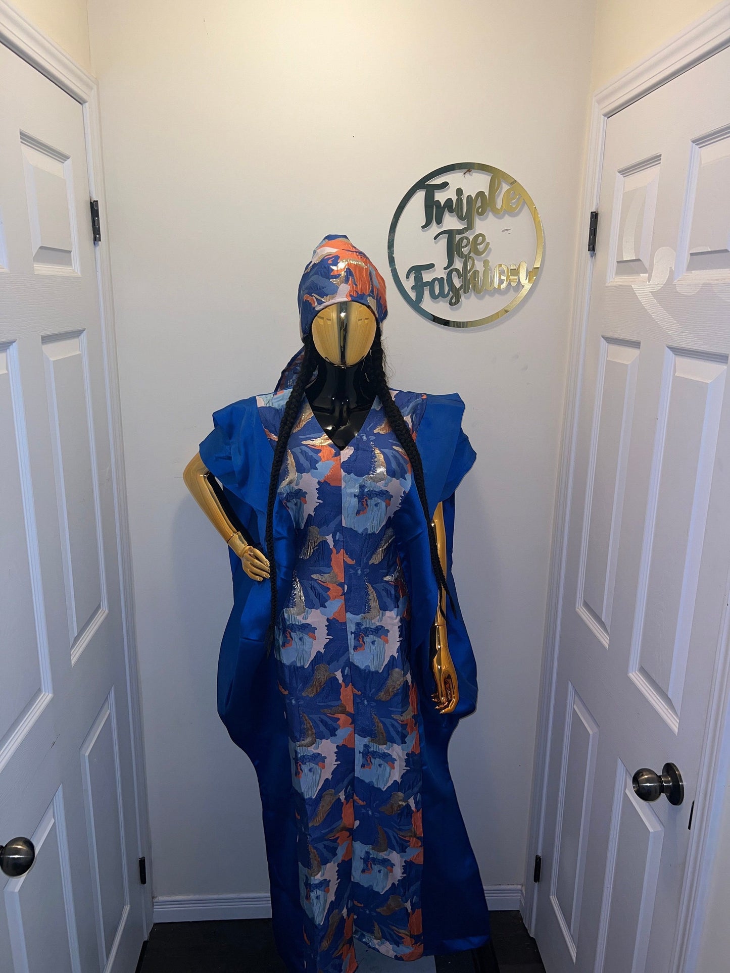 African Mikado Brocade Boubou | One Size Kaftan Dress