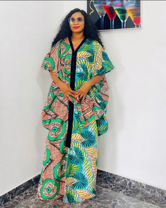 African Ankara and Sequins boubou dress| danshiki | Kaftan| African print dress | Nigerian made | Party dress| Boubou| Rich aunty vibes