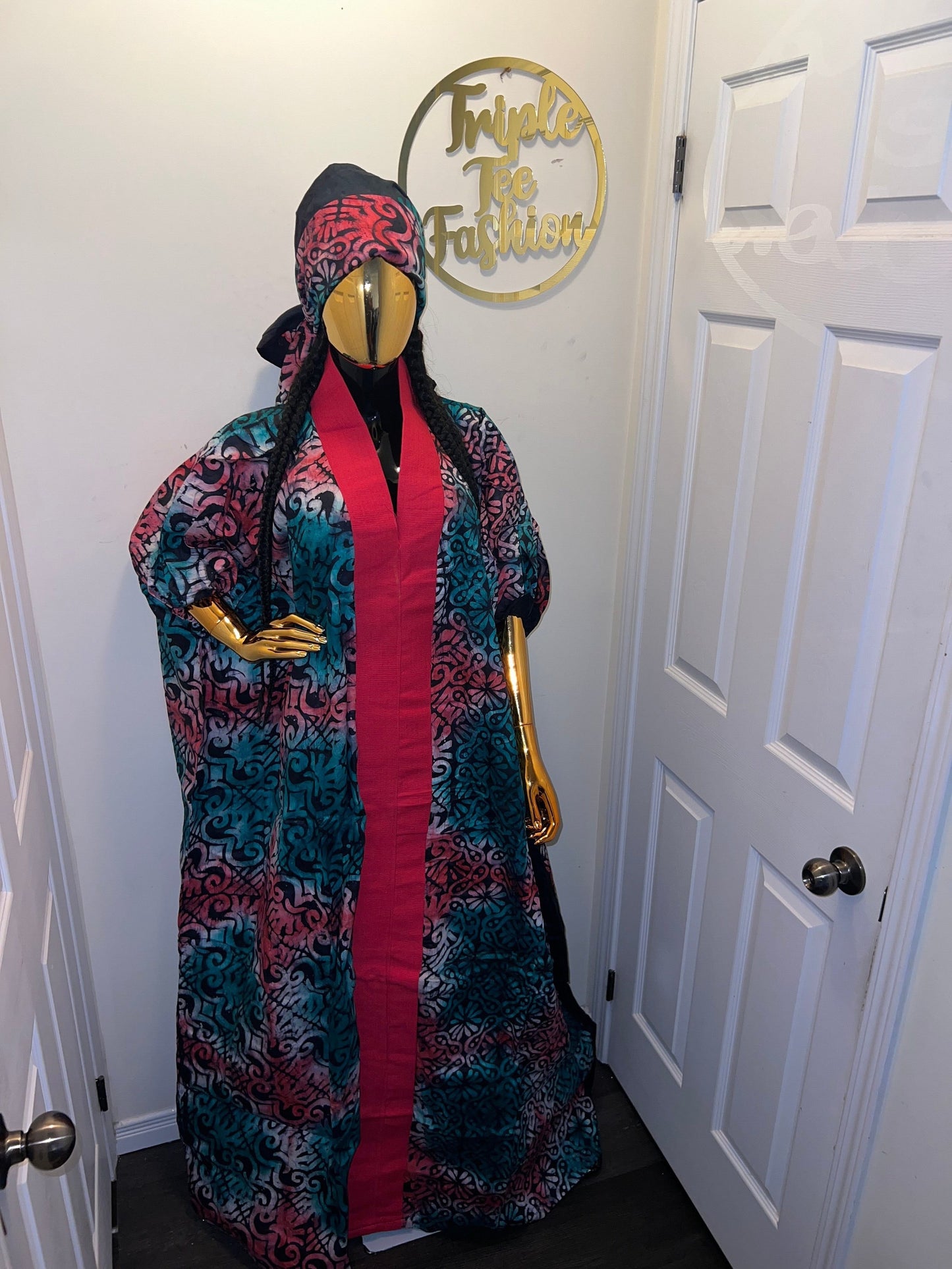African Adire Batik Boubou dress |Inner belt bubu Kaftan| Handmade African print dress | Nigerian made | Tie and Dye | Rich aunty| Ankara