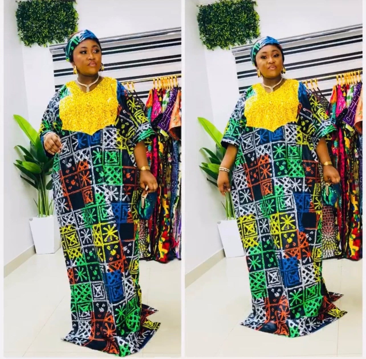 African Adire Kampala boubou | Kaftan| Jalabiya| African wear | Nigerian made dress|Ankara Party dress| One size fits all| plus size bubu