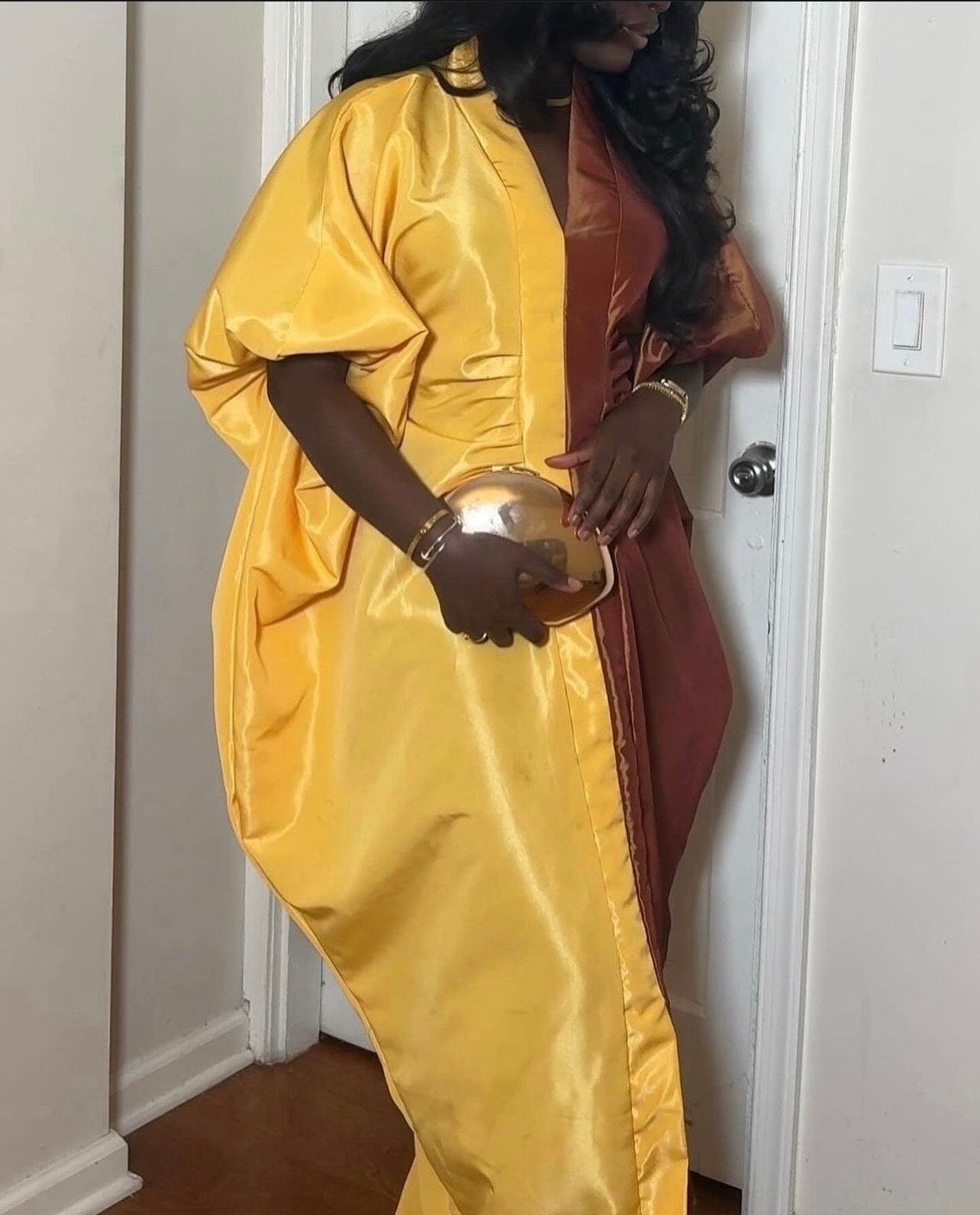 Two-Tone Liquid Mikado Boubou | Nigerian Kaftan Dress
