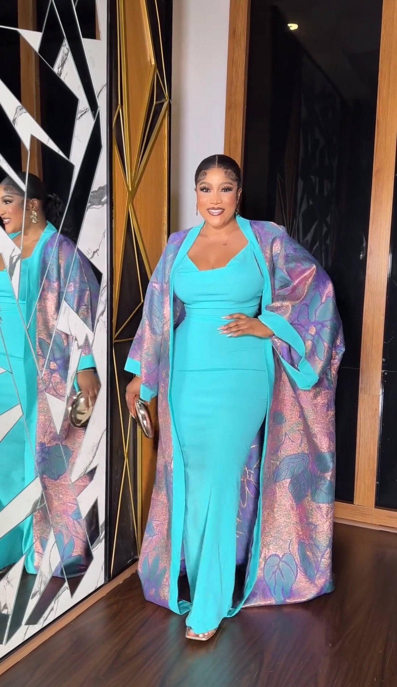 African 2 pieces brocade and crepe boubou| kimono and inner| Kaftan| Jalabiya| Rich aunty | Nigerian dress| European brocade