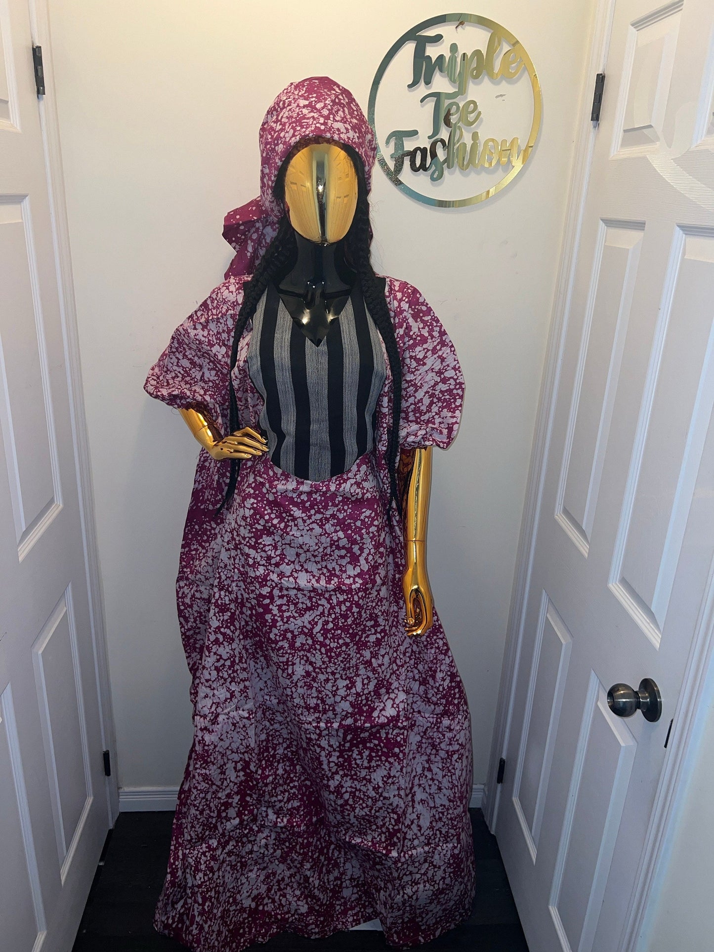 African Adire Batik Boubou dress |Inner belt bubu Kaftan| Handmade African print dress | Nigerian made | Tie and Dye | Rich aunty| Ankara