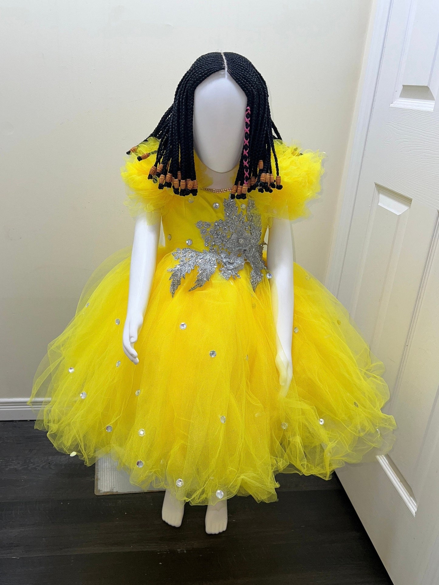 Baby Girl Birthday Ballgown | Yellow Tulle Flower Girl Dress