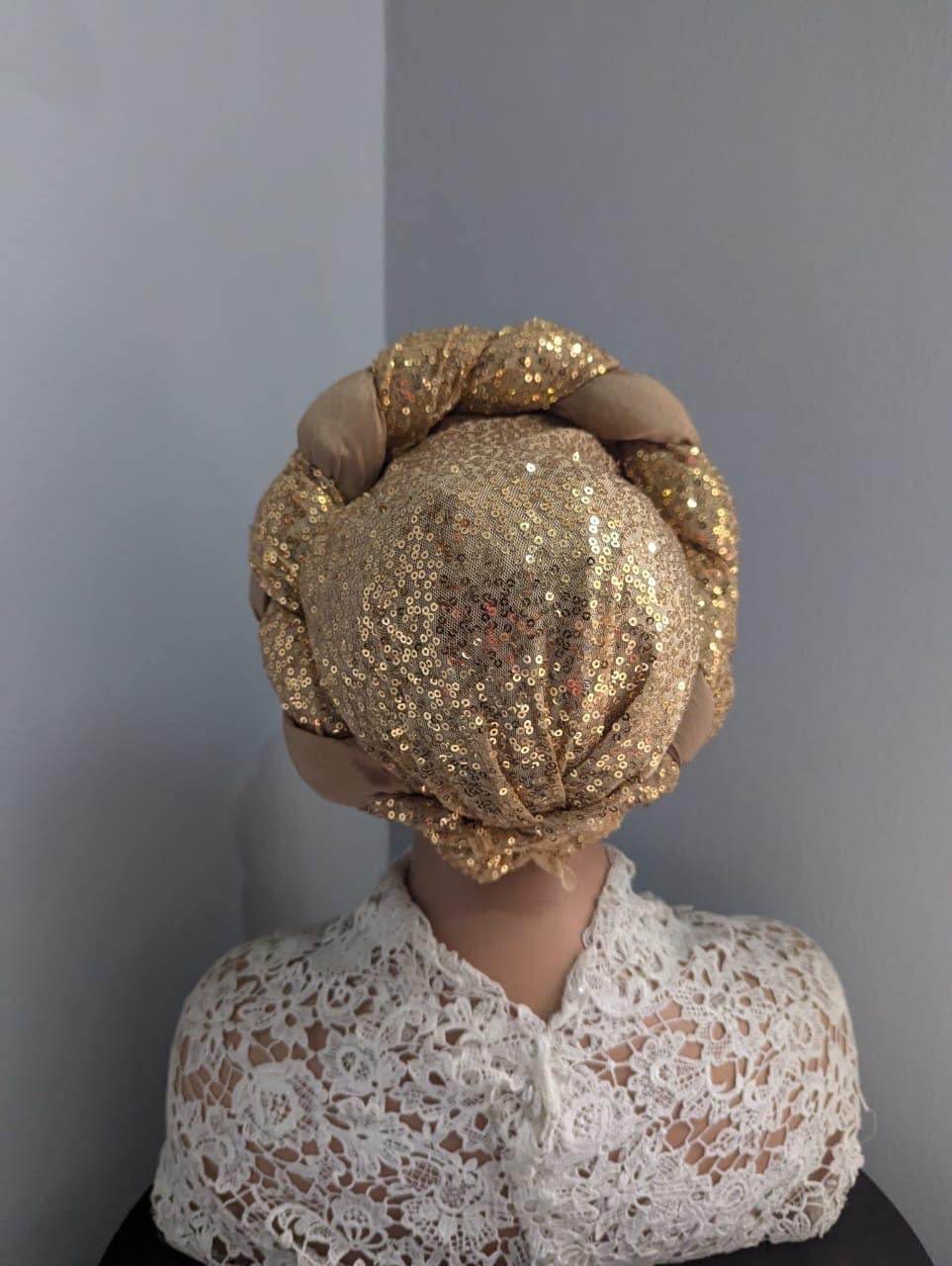 Luxury Sequin Turban Hat | Pre-Tied Braid Headtie